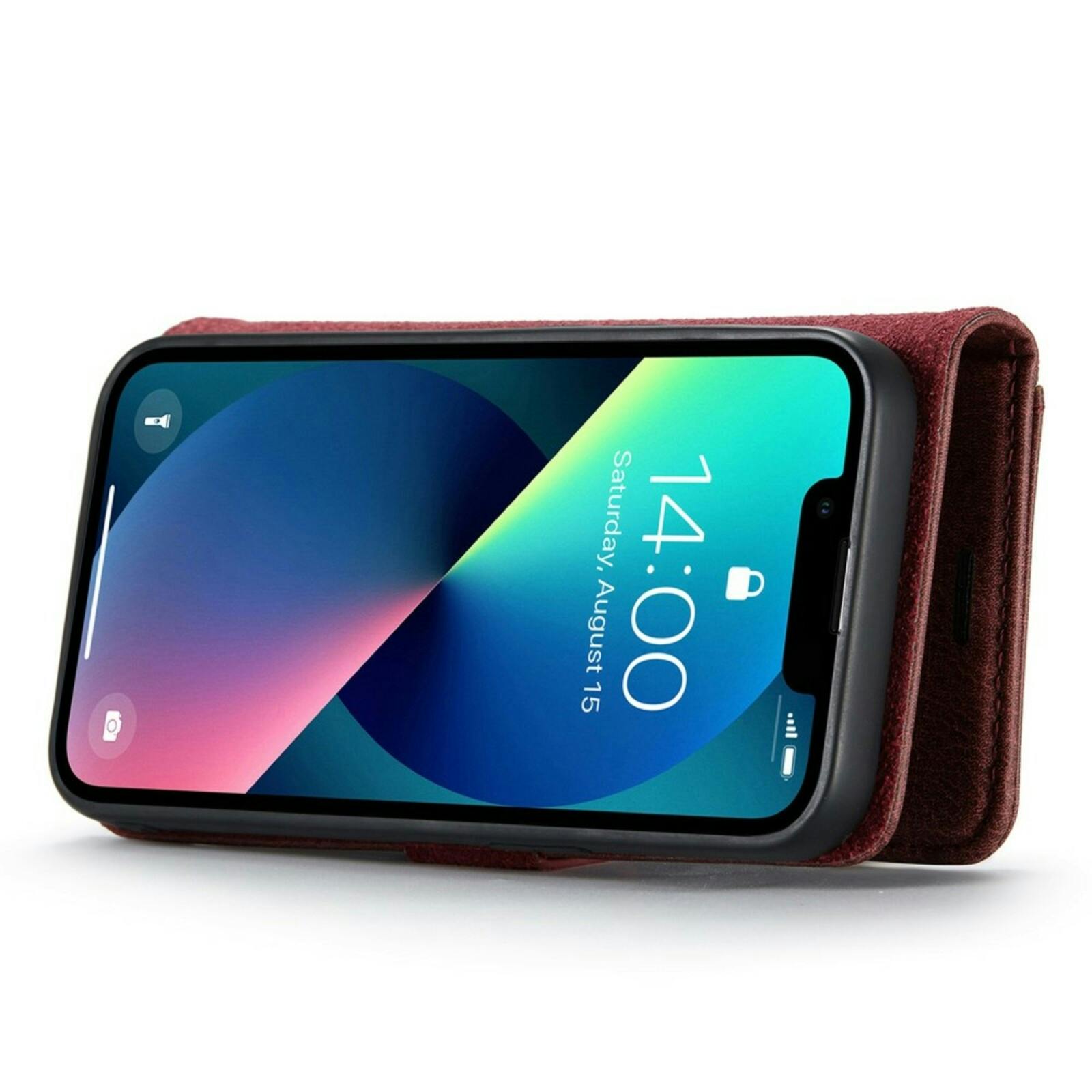 DG.MING Apple iPhone 15 Lederen 2-in-1 Wallet Hoesje Rood