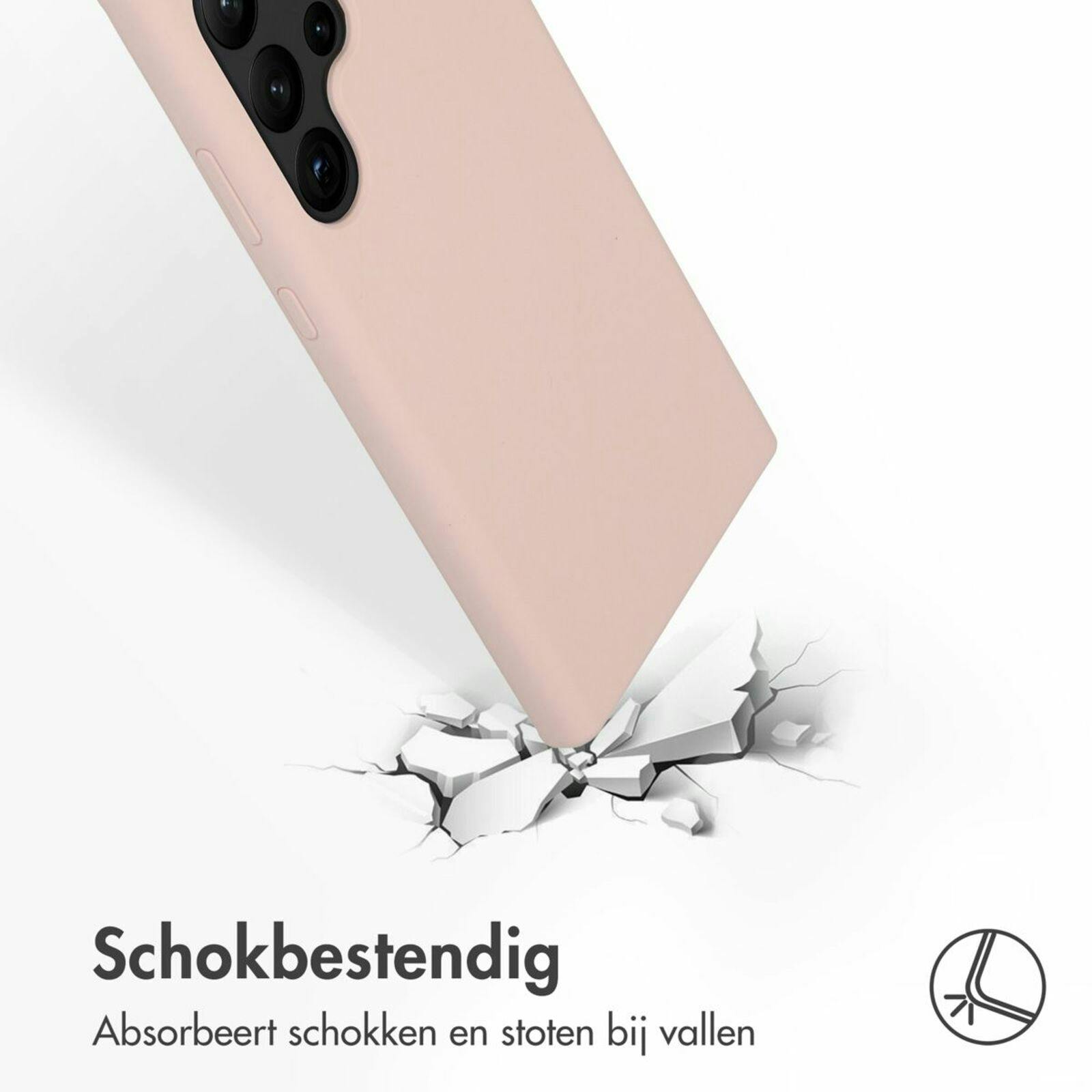 Accezz Galaxy S23 Ultra Liquid Siliconen Hoesje Roze - Achterkant