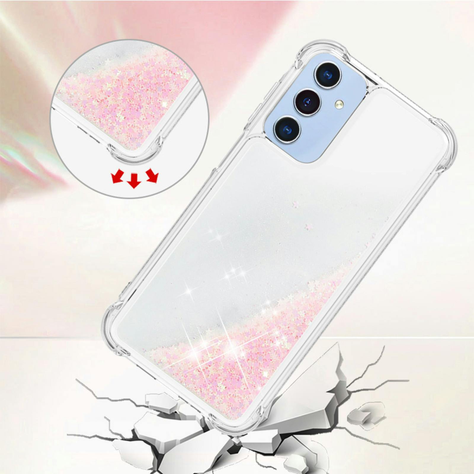 Mocaa Samsung Galaxy A17 (5G) Valbestendig Glitter Hoesje Roze