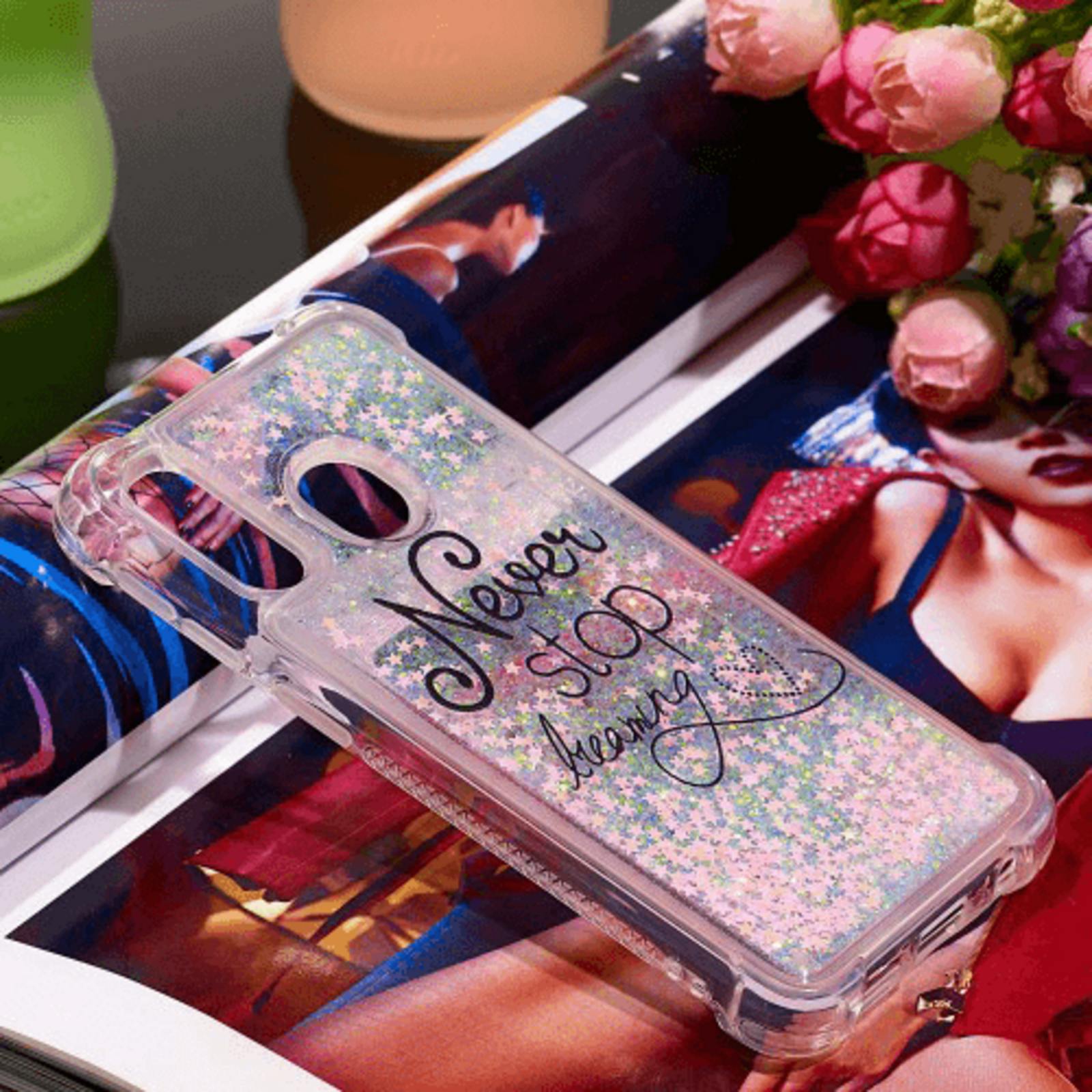 Mocaa Samsung Galaxy A40 Shockproof Hoesje Never Stop Dreaming Meerkleurig