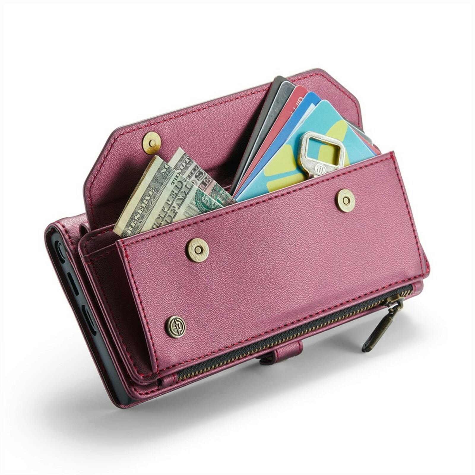 Caseme Samsung S24 Ultra Clutch Wallet met Koord Bordeaux