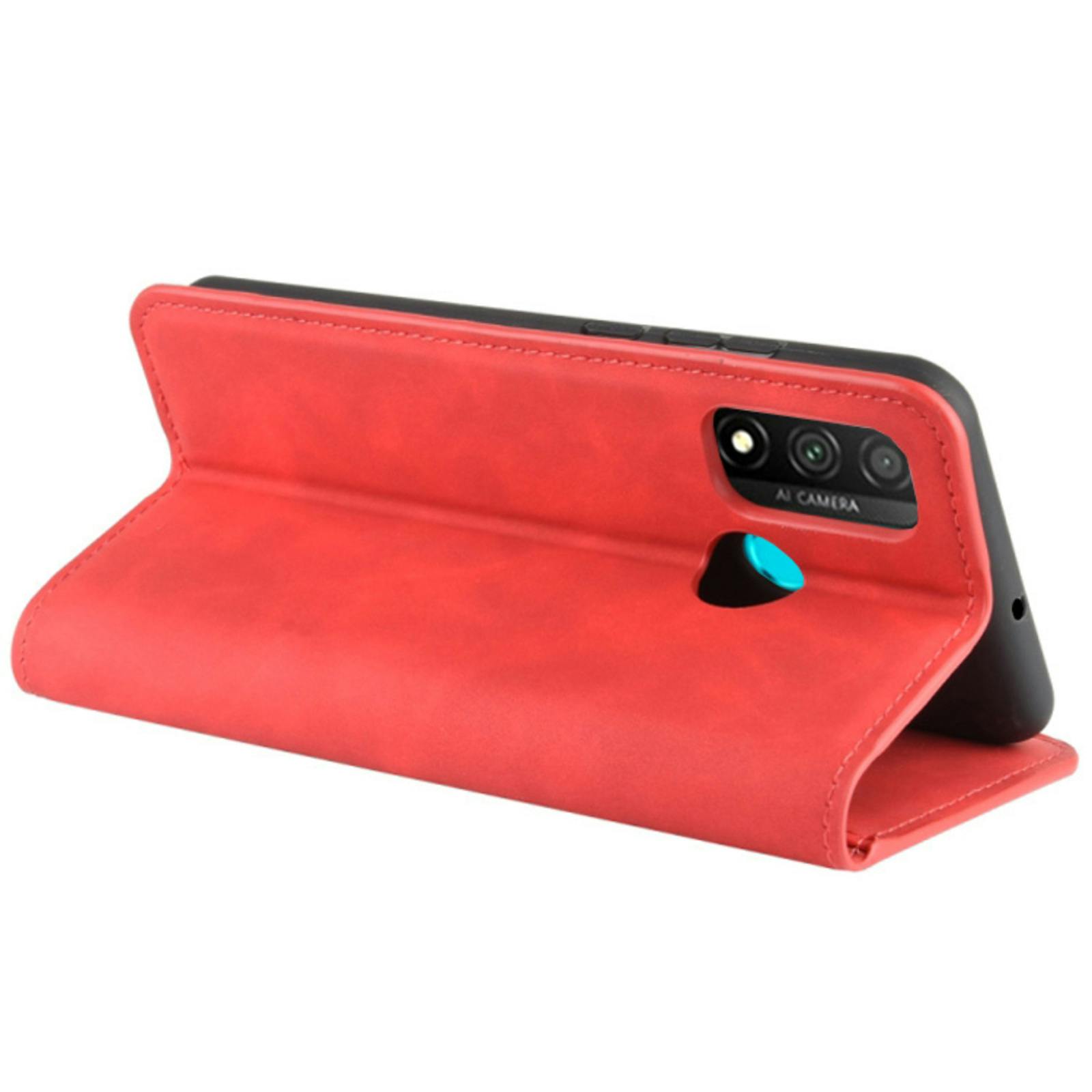 Mocaa Huawei P Smart 2020 Magnetisch Slim Fit Bookcase Hoesje Rood