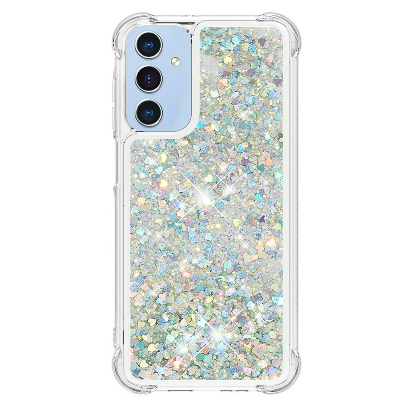 Mocaa Samsung Galaxy A15 5G Valbestendig Glitter Hoesje Zilver