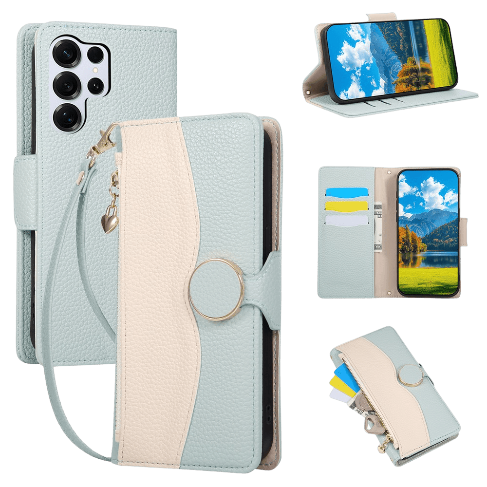 TwoTone Samsung Galaxy S26 Ultra Zipper Boek Hoesje Groen