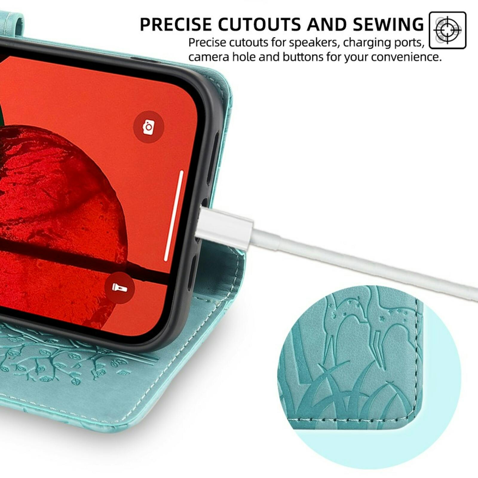 Mocaa Samsung Galaxy S23 Bookcase Gravure Hertjes Groen