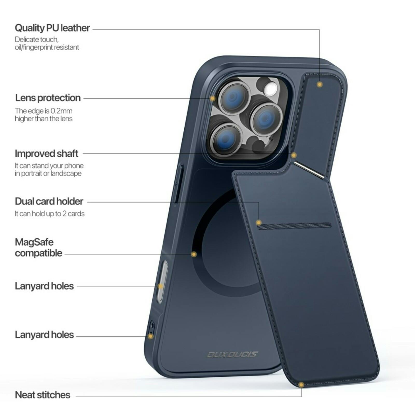 DUX DUCIS Apple iPhone 16 Pro Rafi Series Premium Beschermcase Blauw