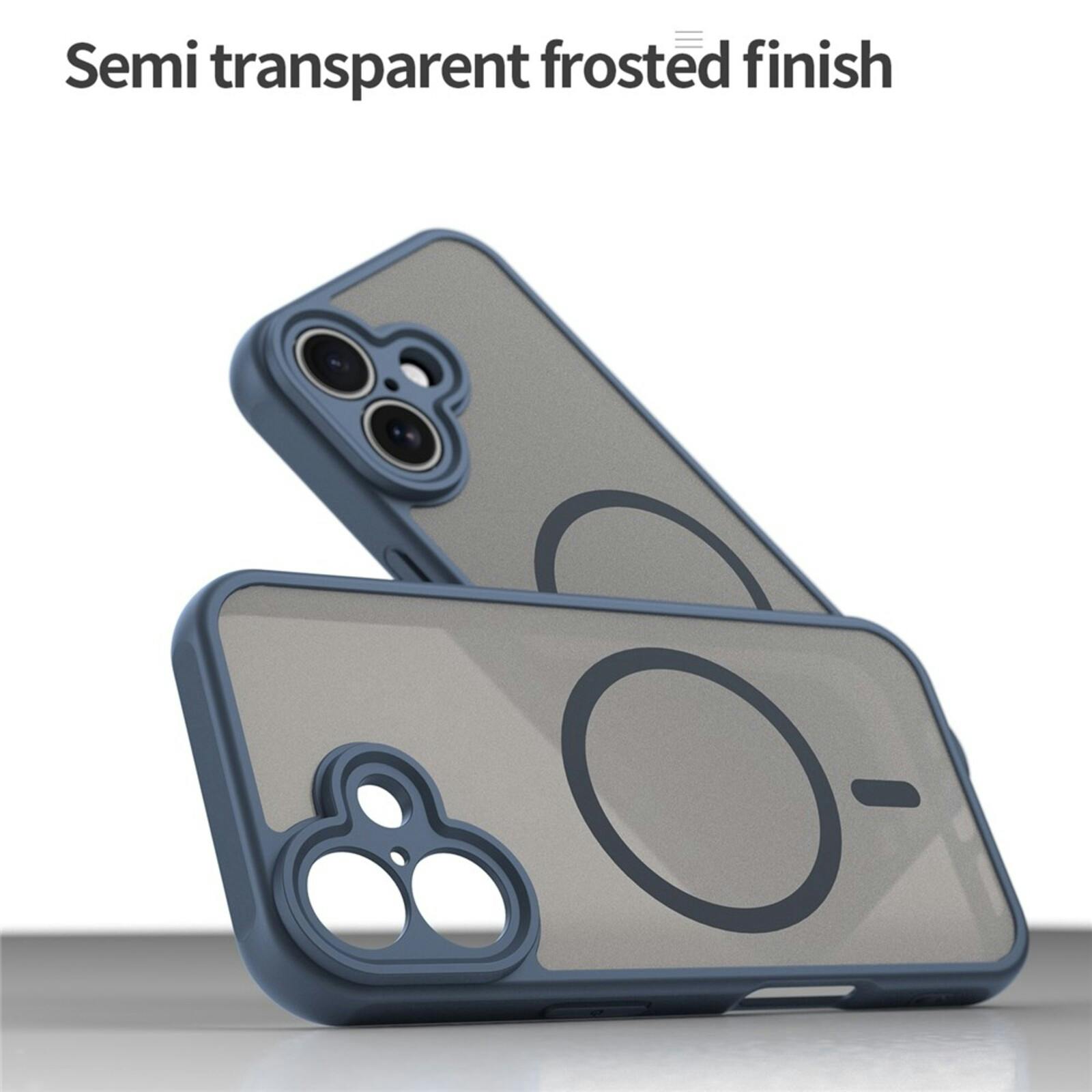 Mocaa Apple iPhone 16 Slim Anti-Shock MagSafe Hoesje Blauw