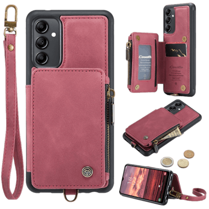 Caseme Samsung Galaxy A34 Zipper pocket wallet hoesje Rood