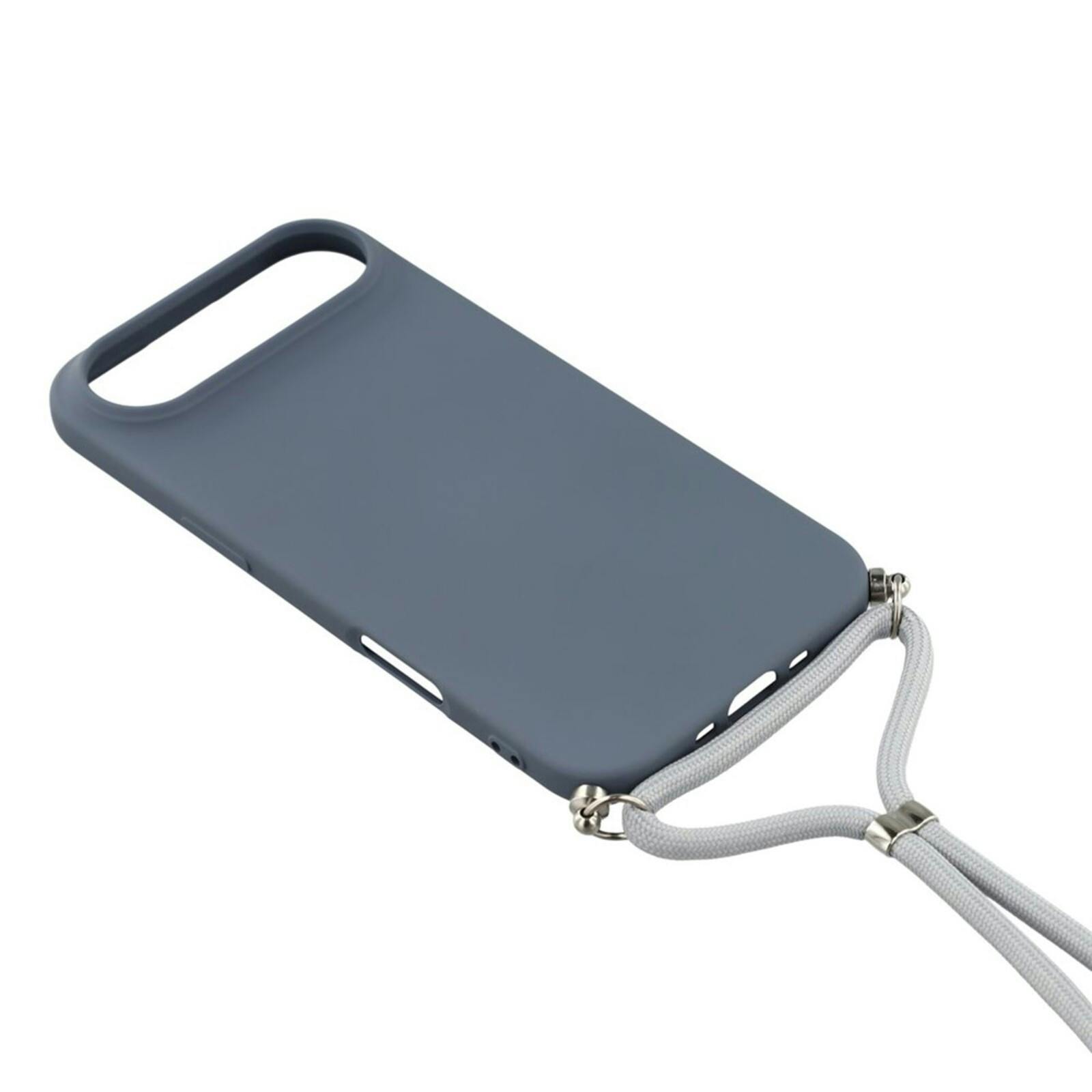 Mocaa Apple iPhone 17 Air Hoesje met Koord Blauwgrijs