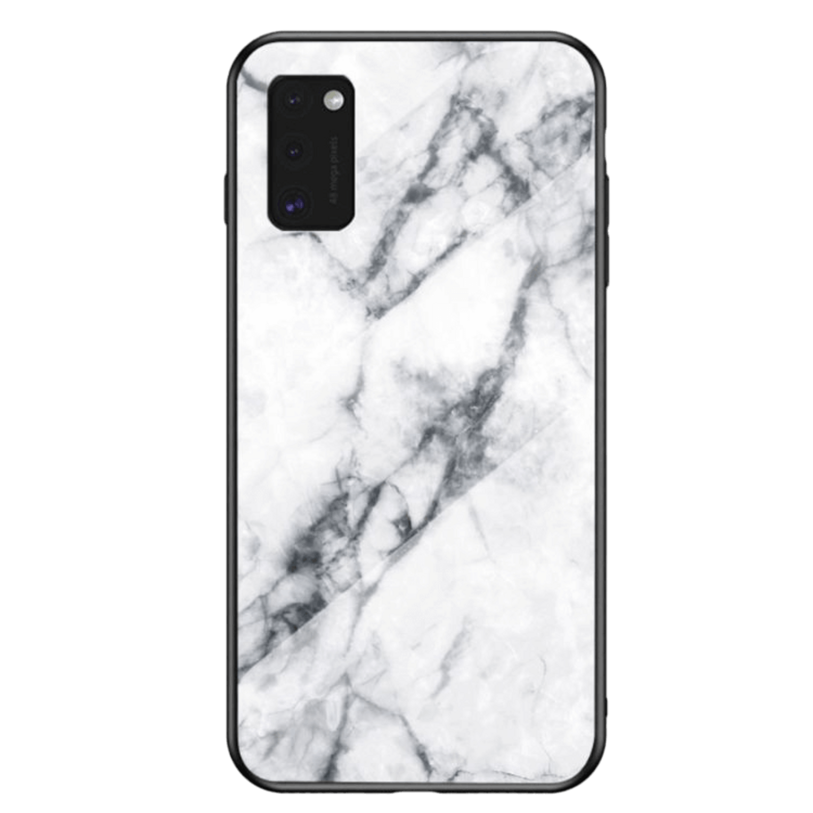CaseBody Samsung Galaxy A41 Marble Glass Hoesje Gehard Glas Wit