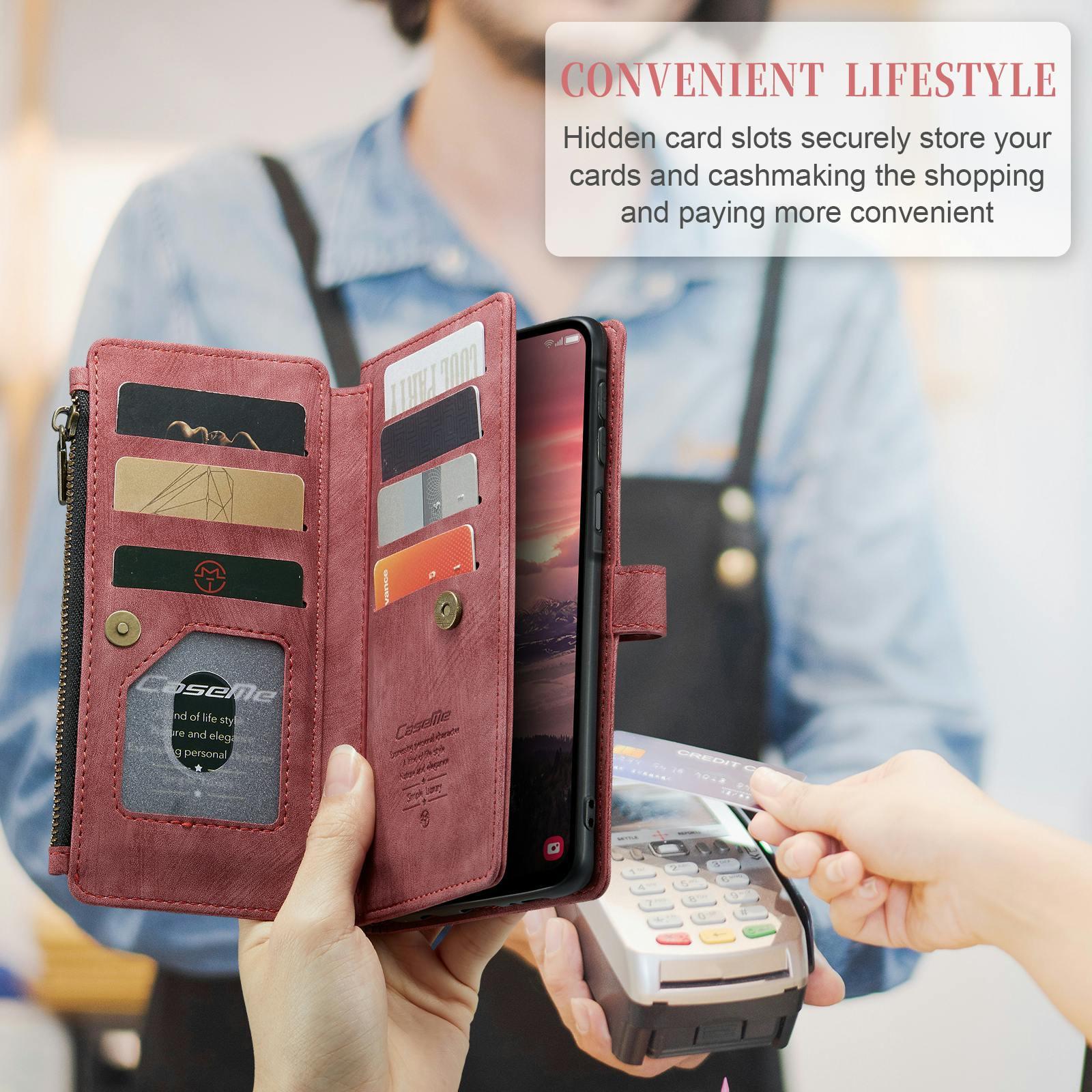 Caseme Samsung Galaxy A57 Vintage Wallet Hoesje Rood