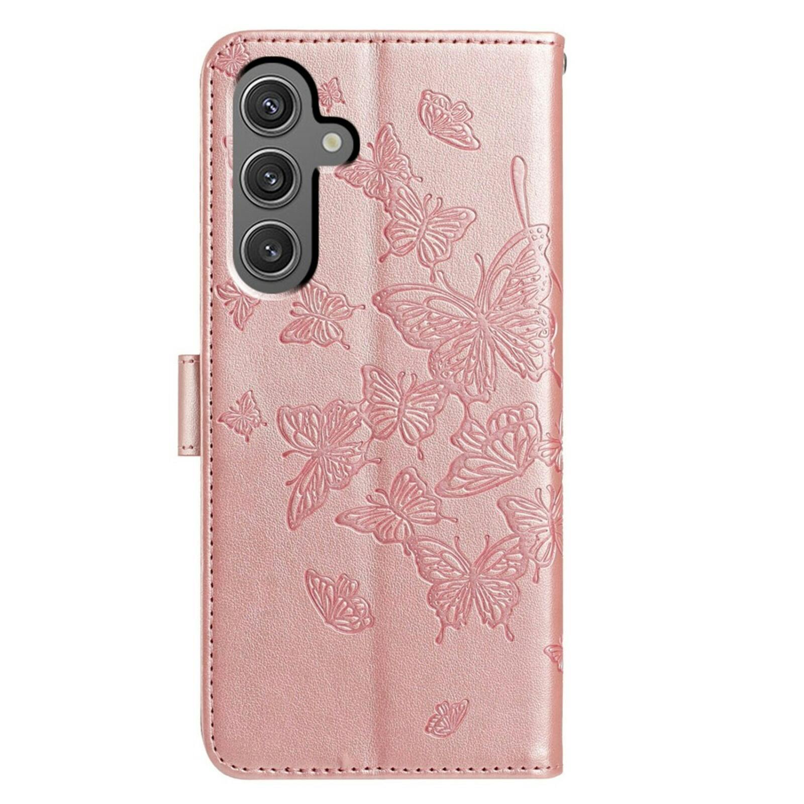 Comfycase Samsung Galaxy A18 Vlinders Booklet Hoesje Roségoud