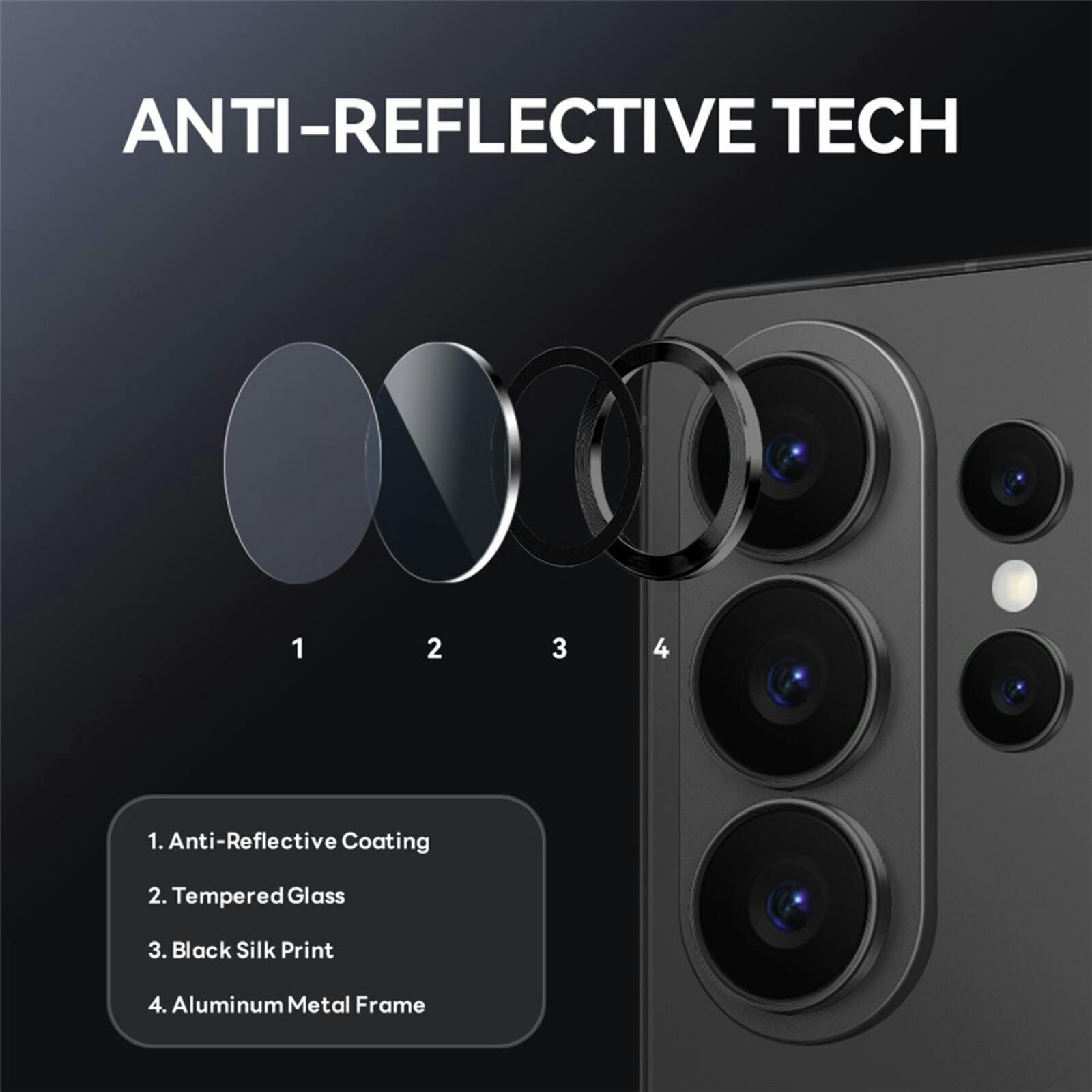 Northjo Samsung Galaxy S26 Ultra Camera Protector Rings Zwart