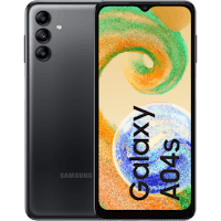 Samsung Galaxy A04s Zwart - Voorkant & achterkant met abonnement