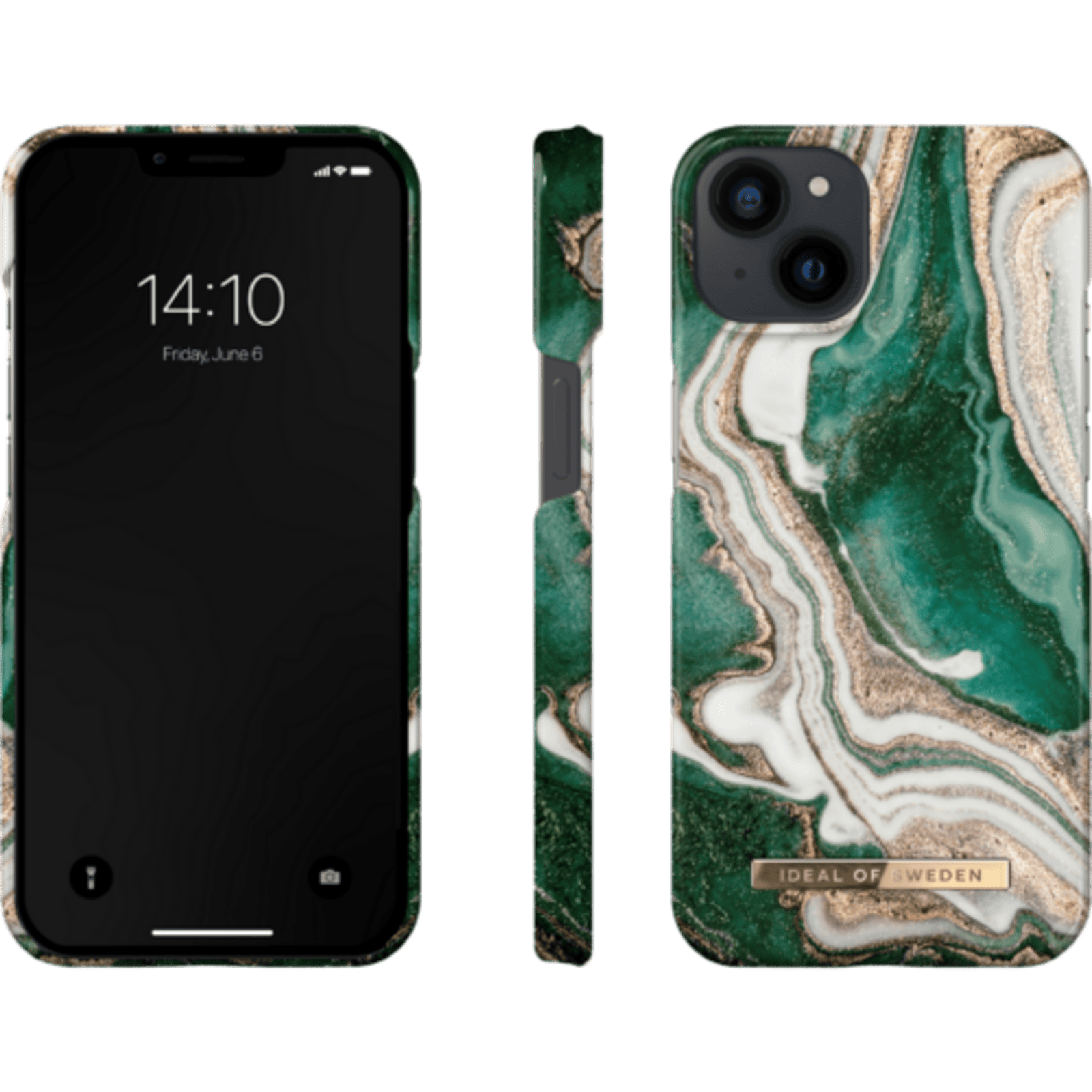 Ideal of Sweden iPhone 14 Plus Fashion Hoesje Golden Jade Marble - Voorkant