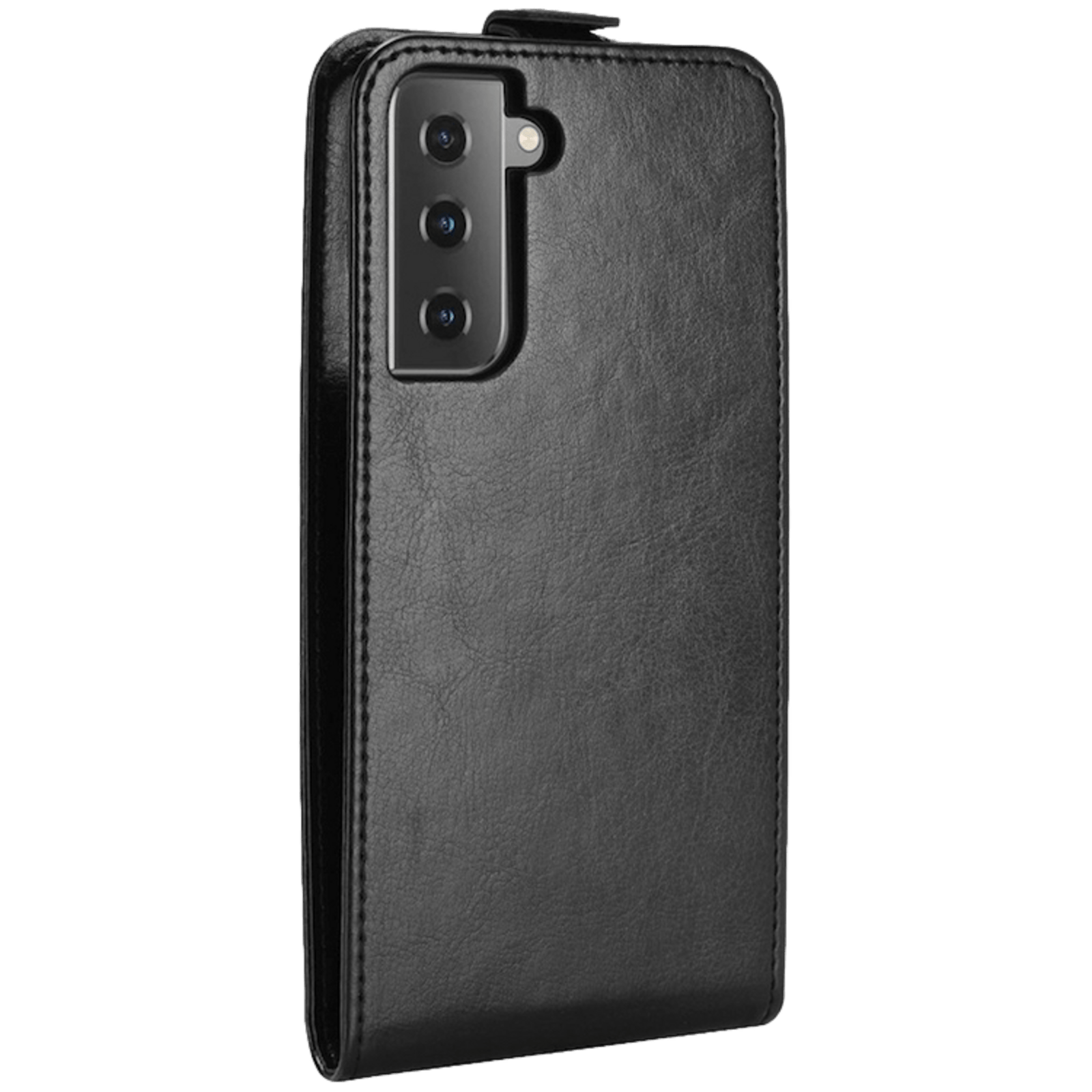 Comfycase Samsung Galaxy S21 Verticale Flip Cover met Pasruimte Zwart