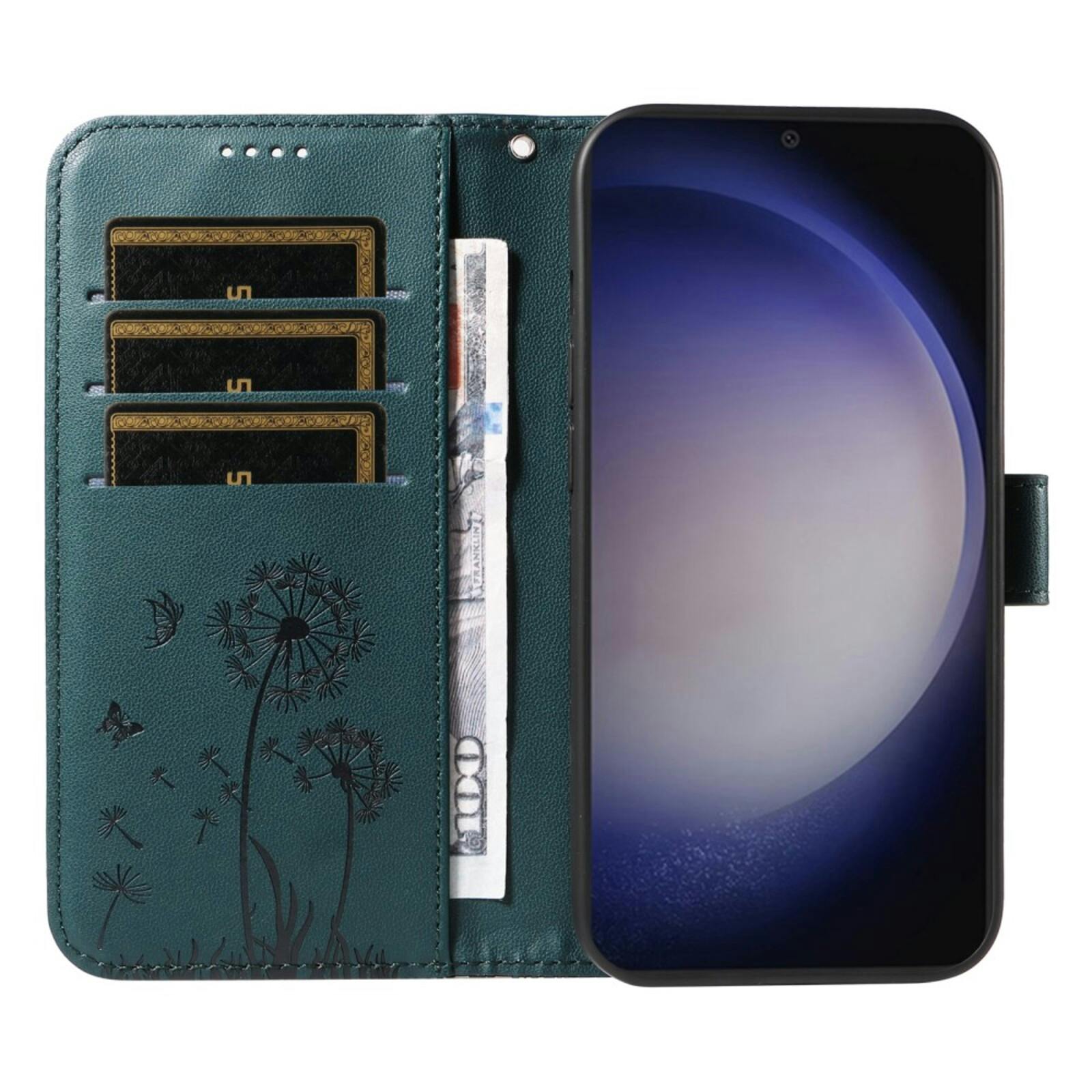 Comfycase Samsung S25 Plus / S24 Plus Dandelion Bookcase Hoesje Zwart