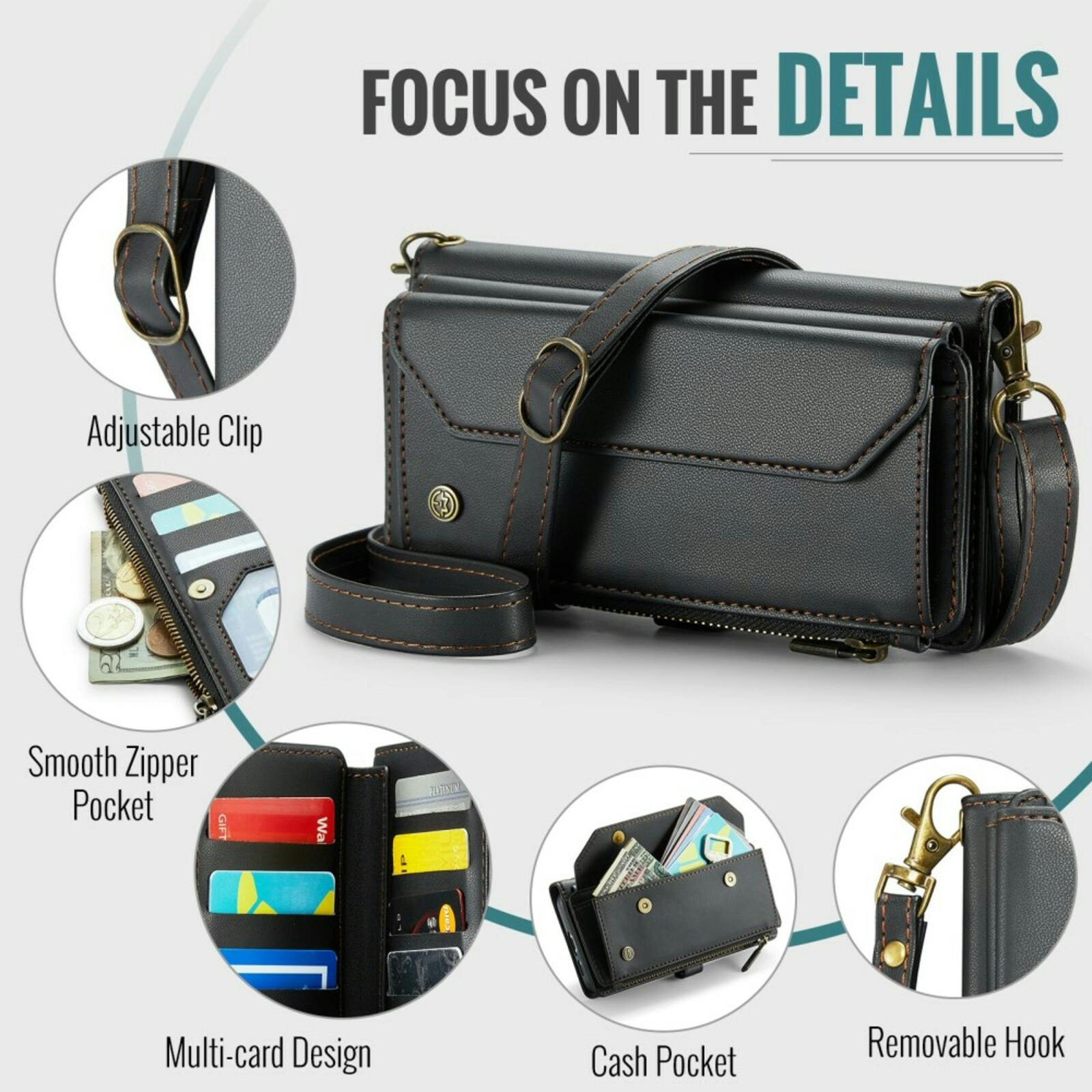 Caseme Samsung S23 FE Clutch Wallet met Koord Zwart