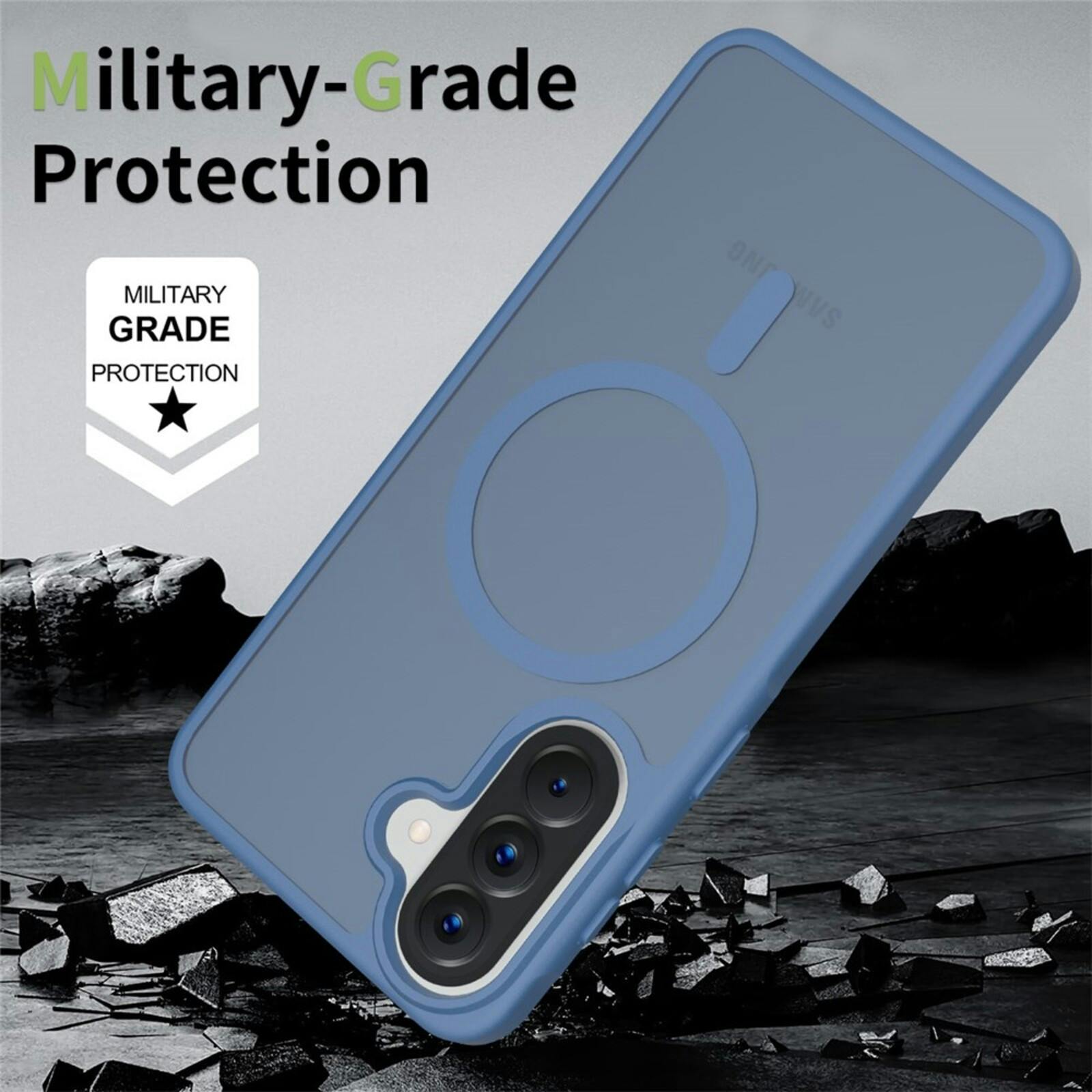 CaseBody Samsung Galaxy A57 Slim Anti-Shock MagSafe Hoesje Blauw