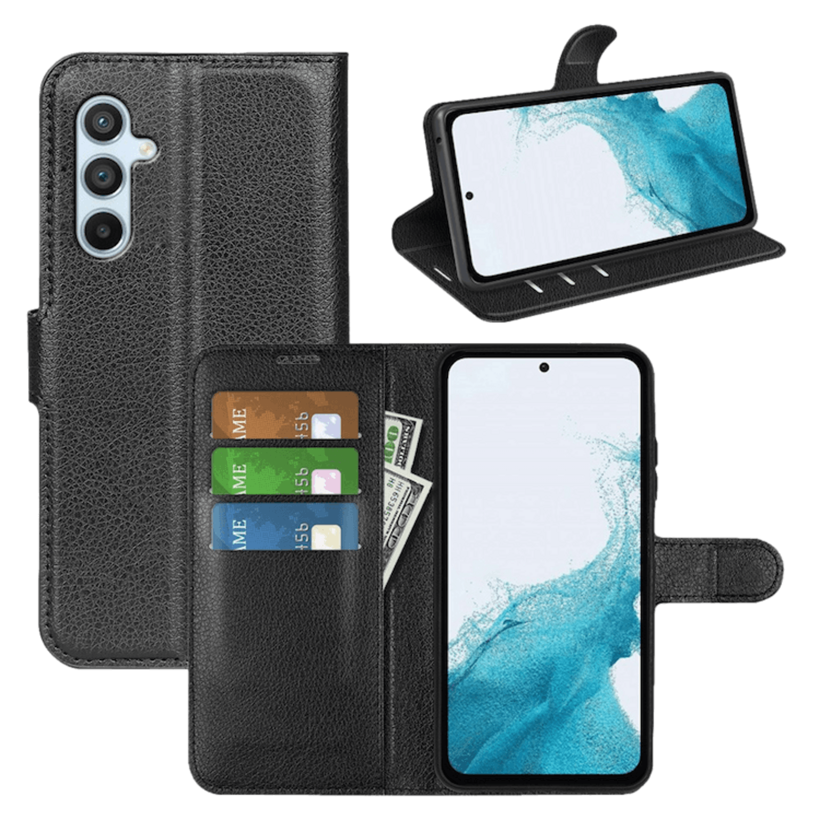 Mocaa Samsung Galaxy A54 Portemonnee Hoesje Pasjes Zwart