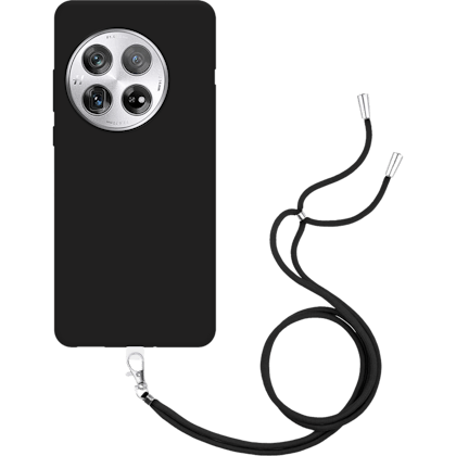 Just in Case OnePlus 12 TPU Hoesje Met Draagkoord Zwart - Voorkant