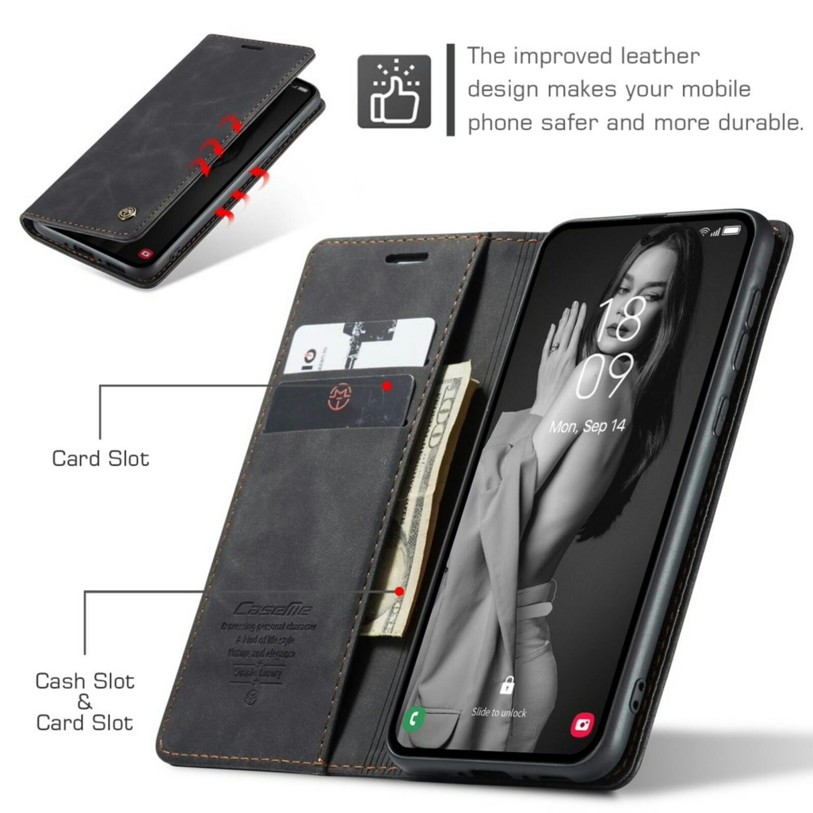 Caseme Samsung A35 Business Wallet Hoesje Zwart