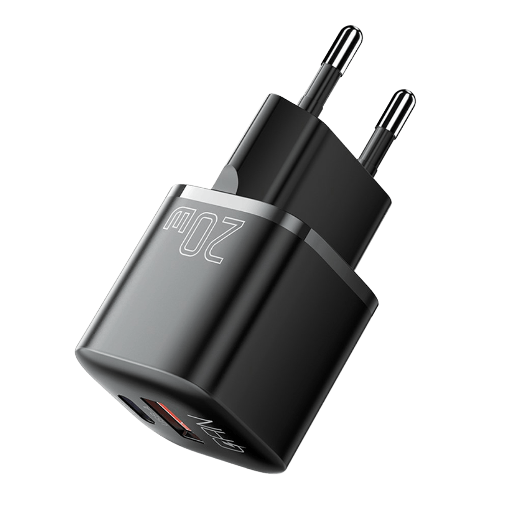 Essager 20W USB-A + USB-C Compact Power Adapter Zwart