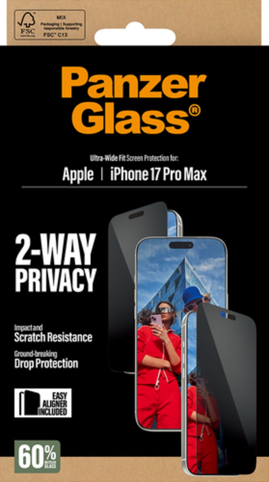PanzerGlass iPhone 17 Pro Max Ultra-Wide Fit Screenprotector Privacy