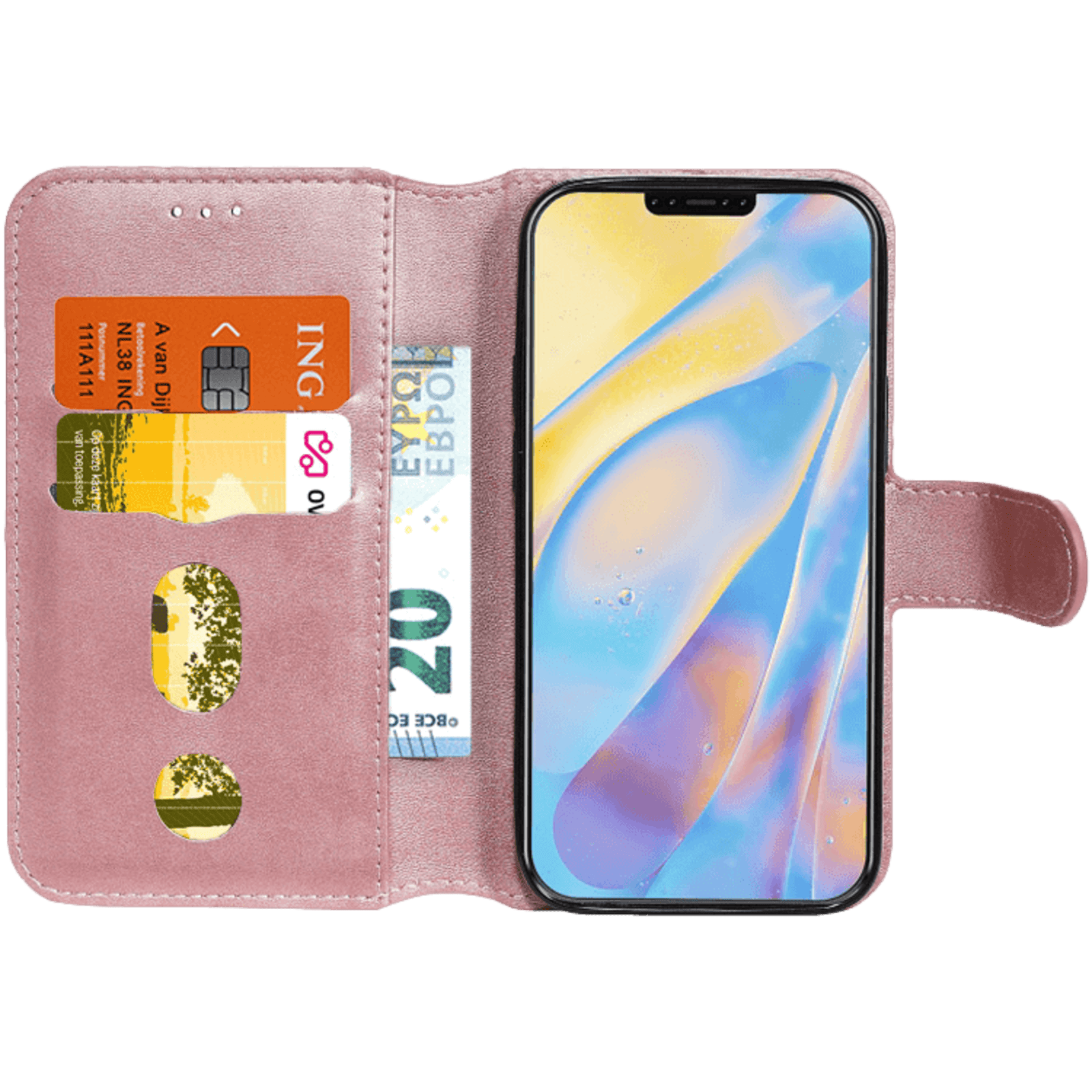 Mocaa iPhone 12 (Pro) Slim-Fit Boek Hoesje Roségoud