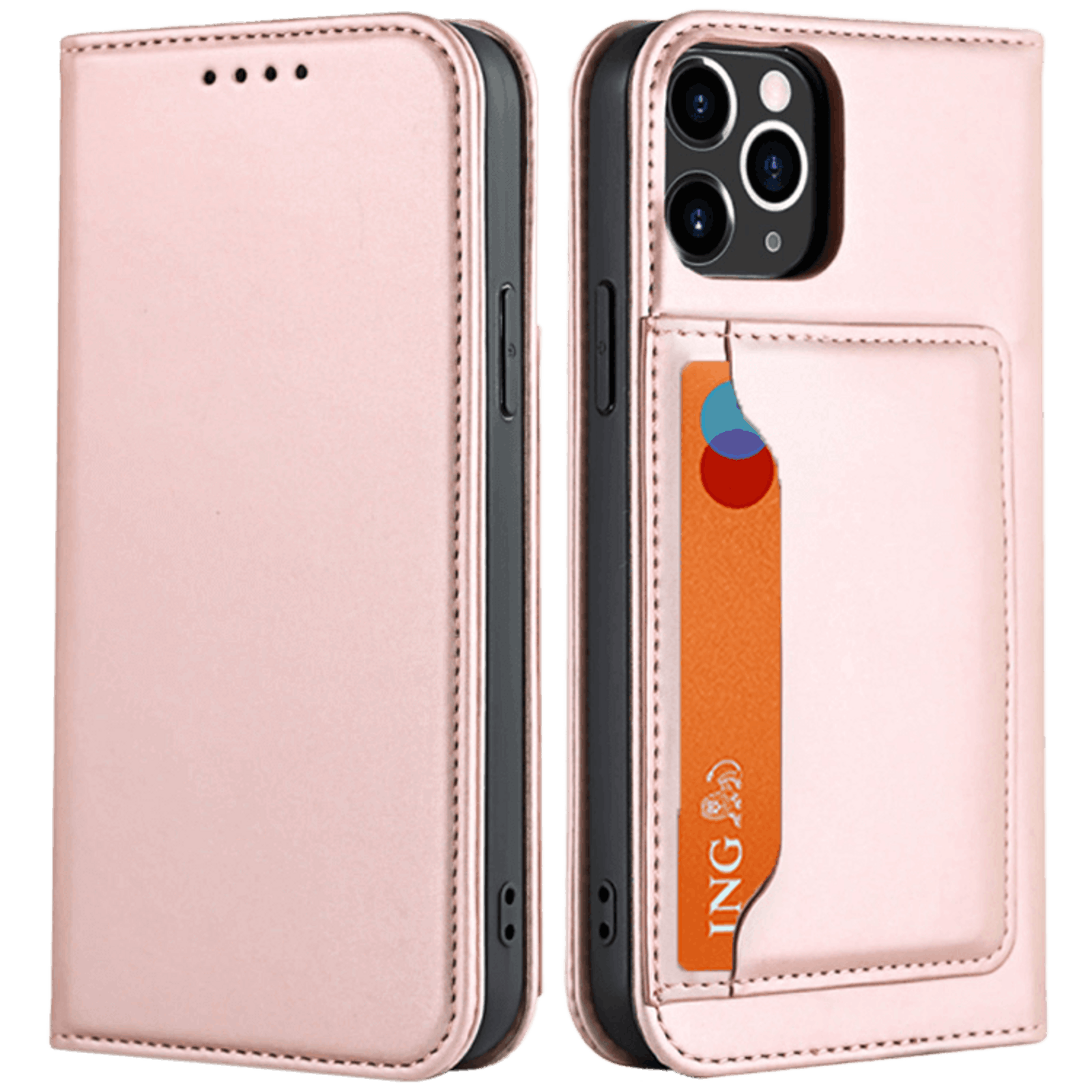 CaseBody iPhone 12 Pro Max BESTE KOOP - Lux Bookcase Hoesje Roségoud
