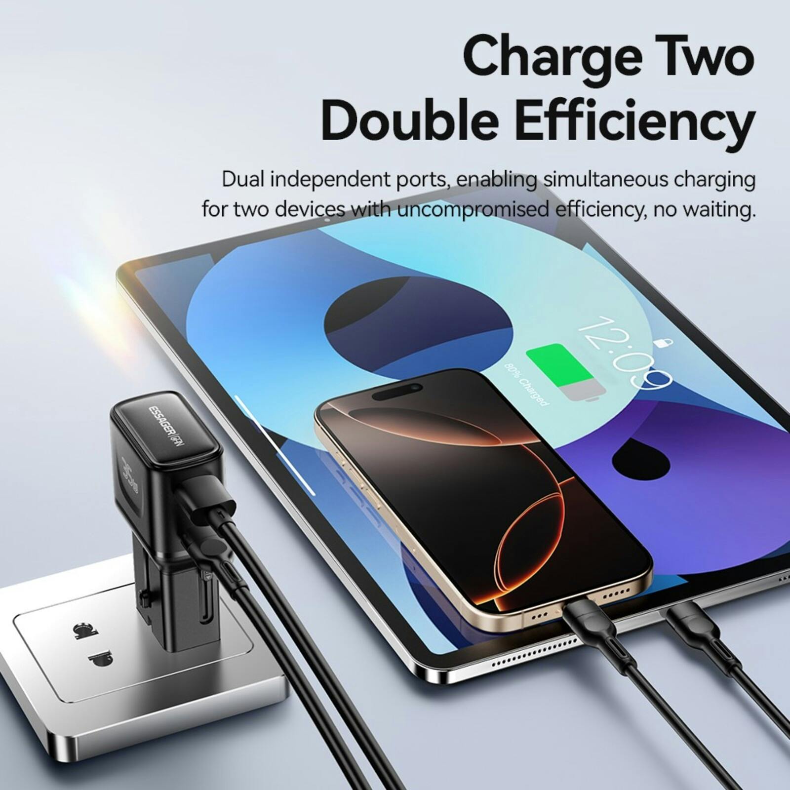 Essager 35W USB-A + USB-C Wereldstekker Zwart