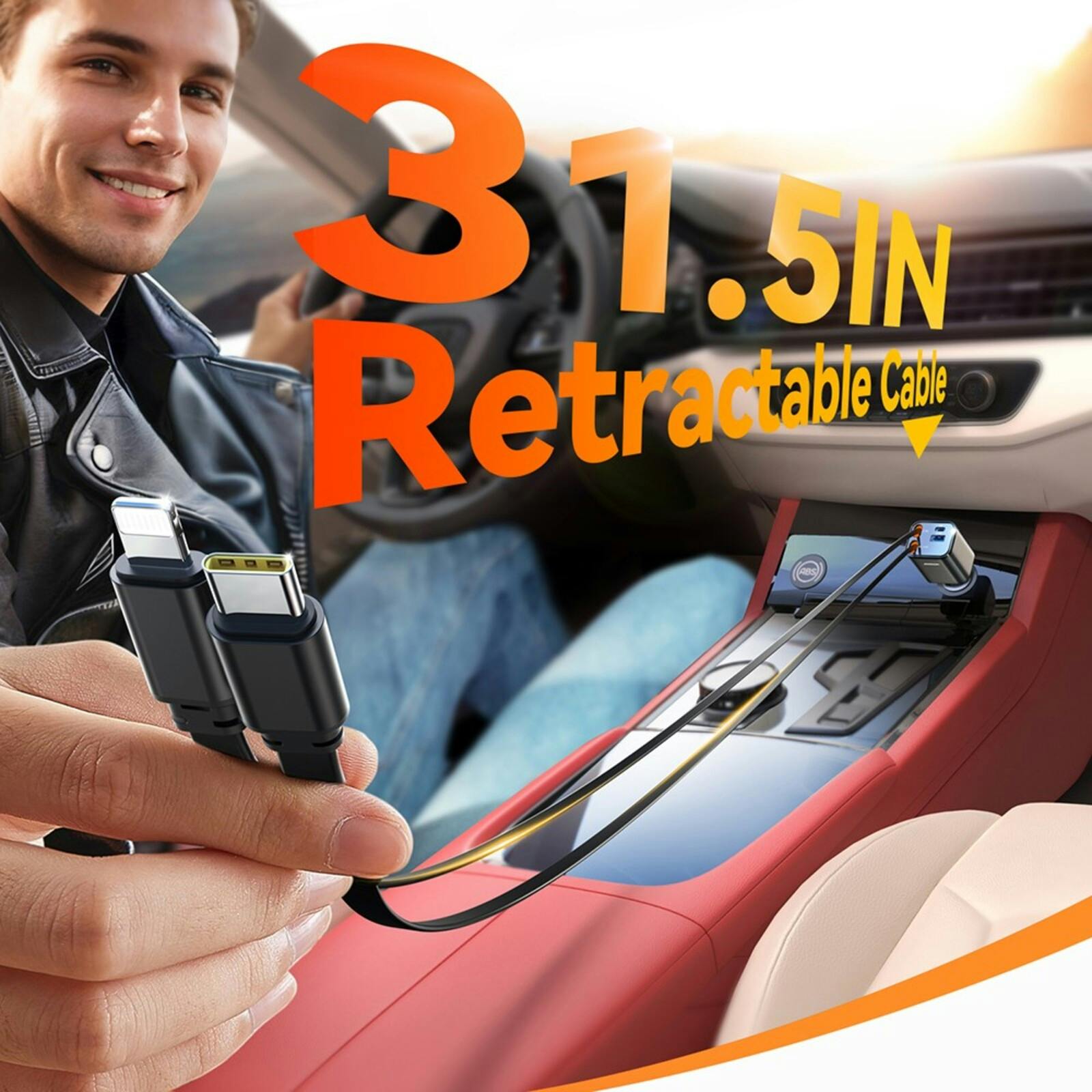 Joyroom 50W 4 in 1 Car Charger met Kabels Zwart