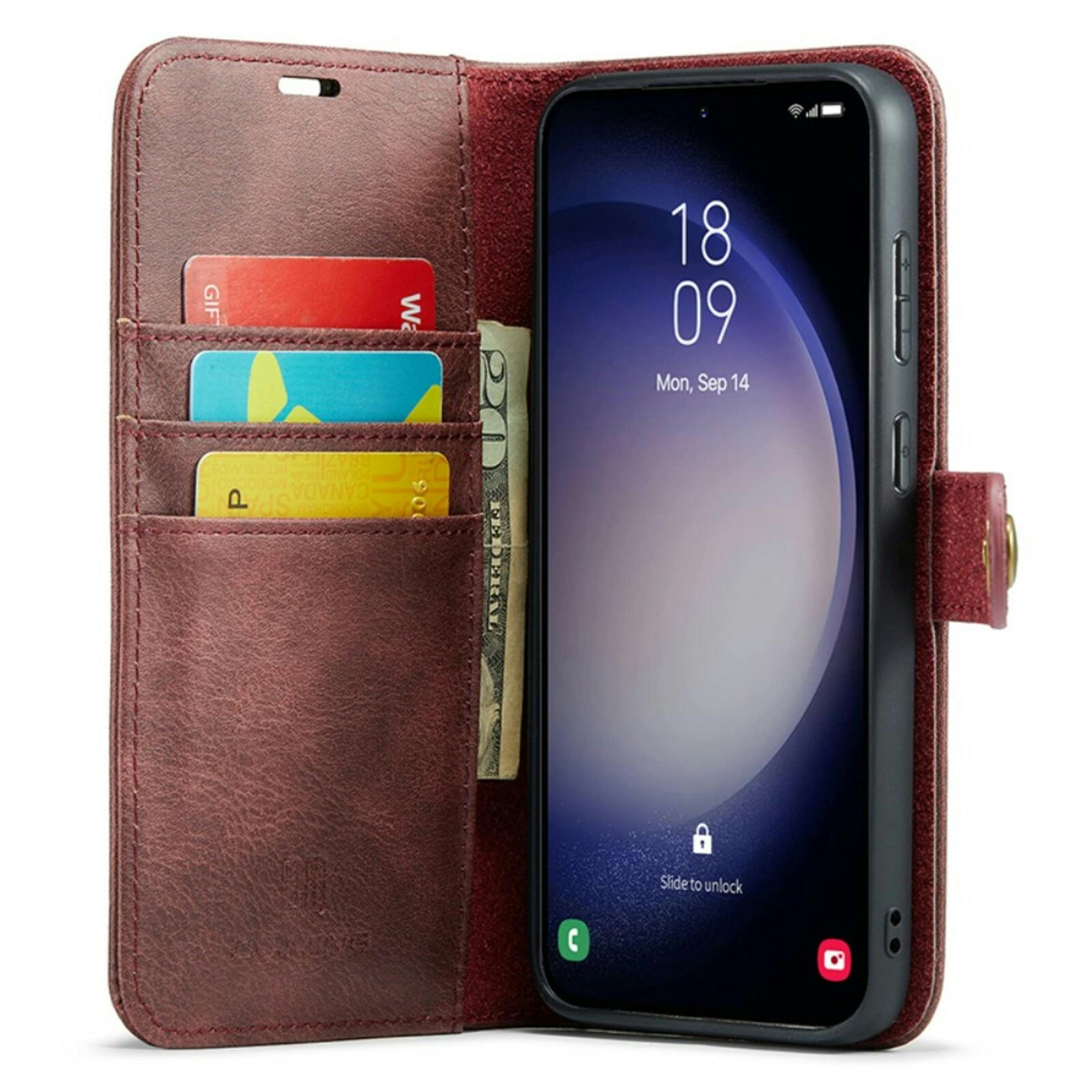 DG.MING Samsung S23 FE Lederen 2-in-1 Wallet en Hoesje Rood