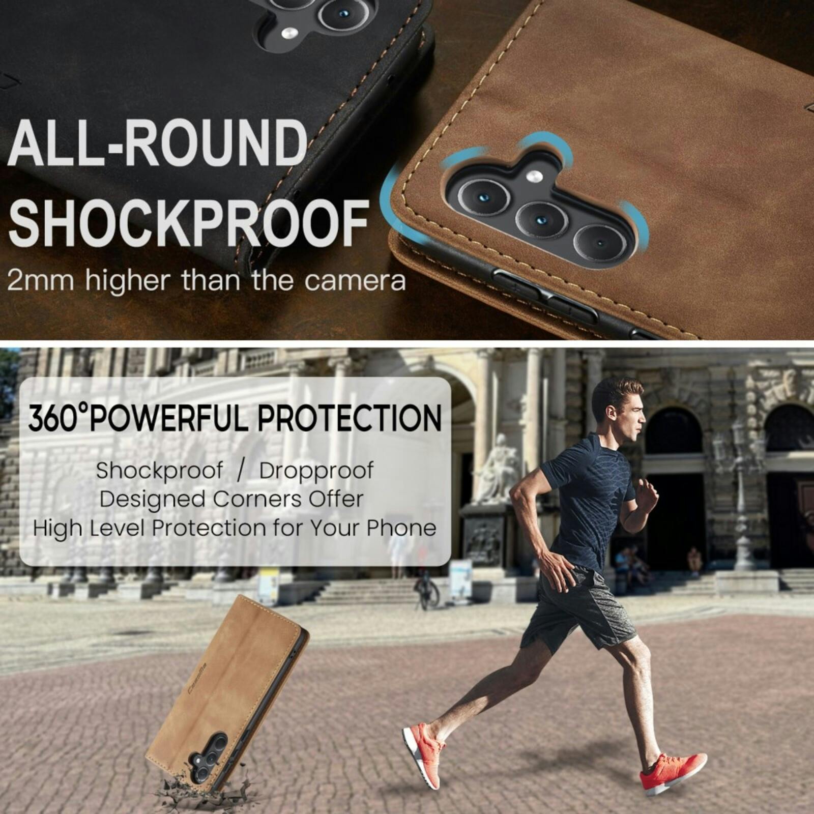 Caseme Samsung Galaxy A56 Business Bookcase Hoesje Bruin