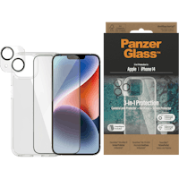 PanzerGlass iPhone 14 Bundel Hardcover + Screenprotector + Glazen Camera Screenprotector - Voorkant