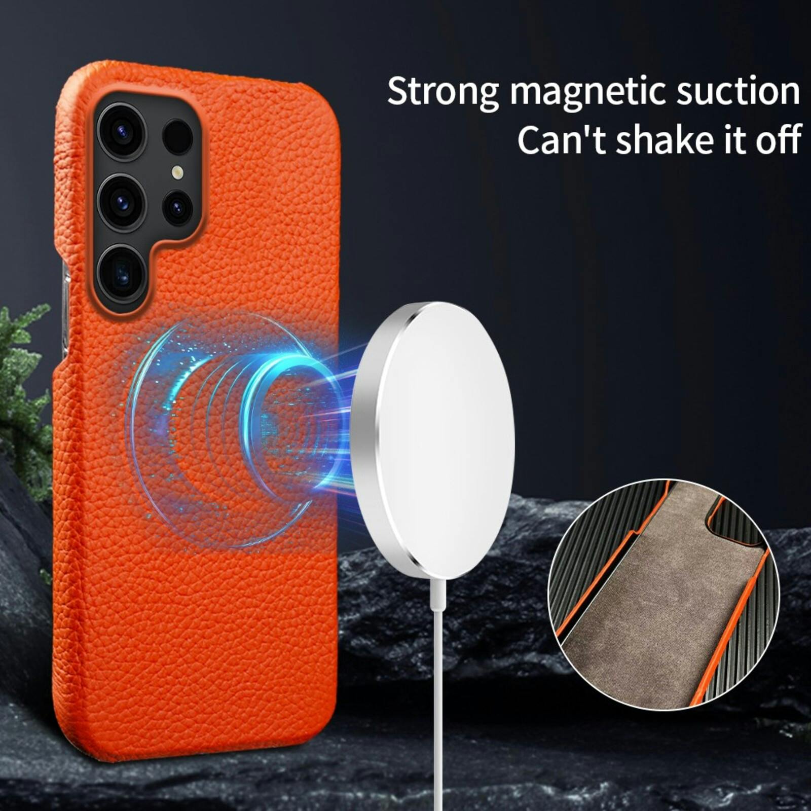 Fashion Samsung Galaxy S26 Ultra Magnetisch Hoesje Echt Leer Blauw