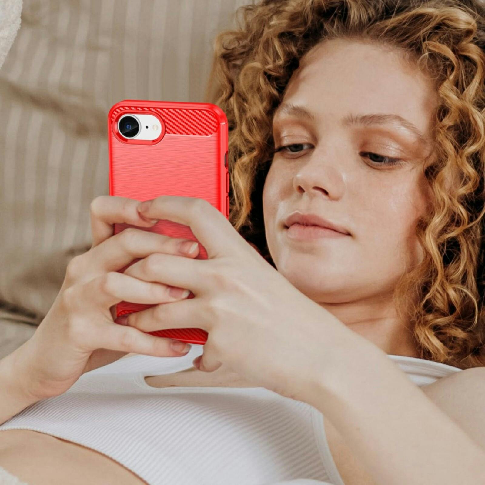 Mocaa Apple iPhone 16e Brushed Hoesje Rood