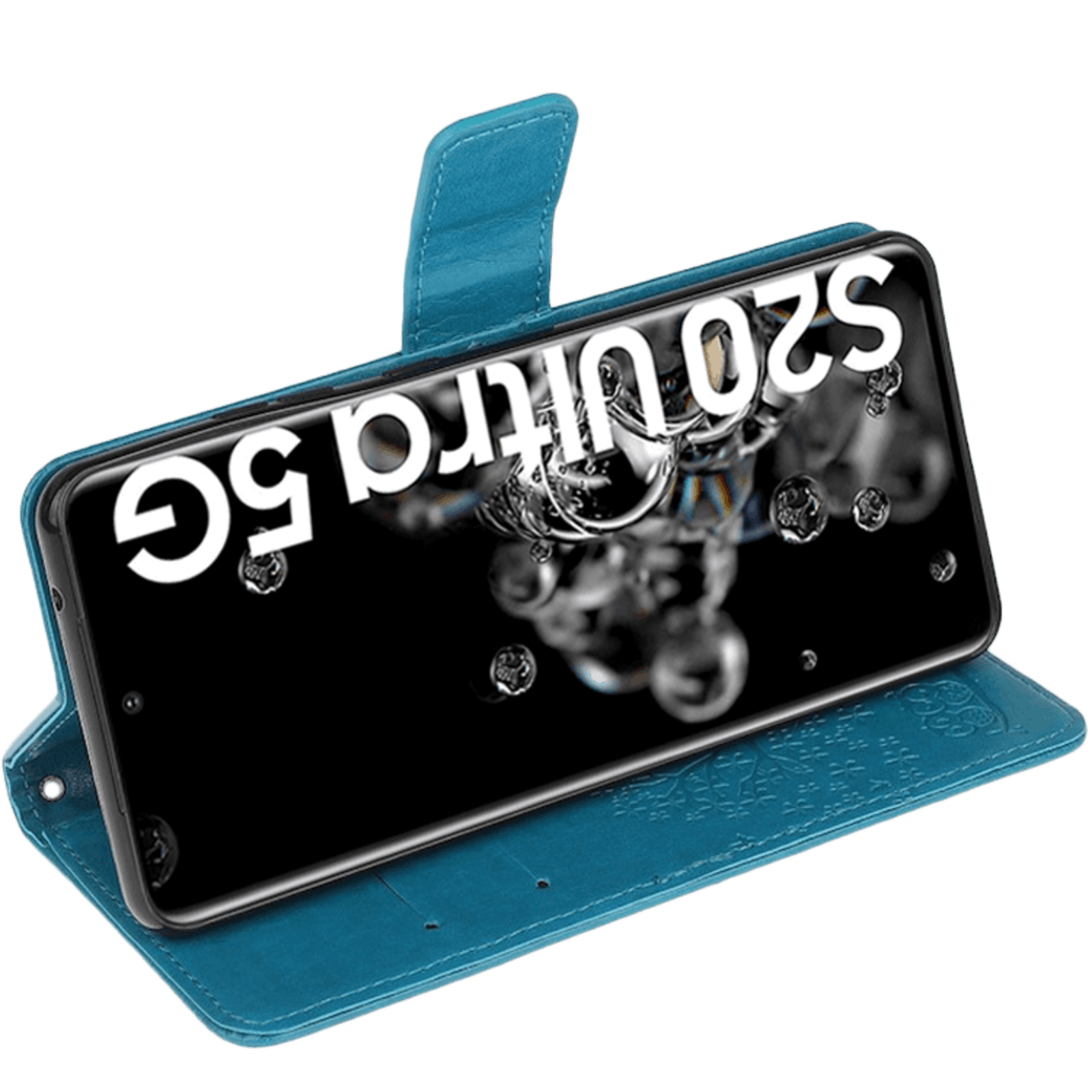 Comfycase Samsung Galaxy S20 Ultra Bookcase Hoesje Uiltjes Blauw