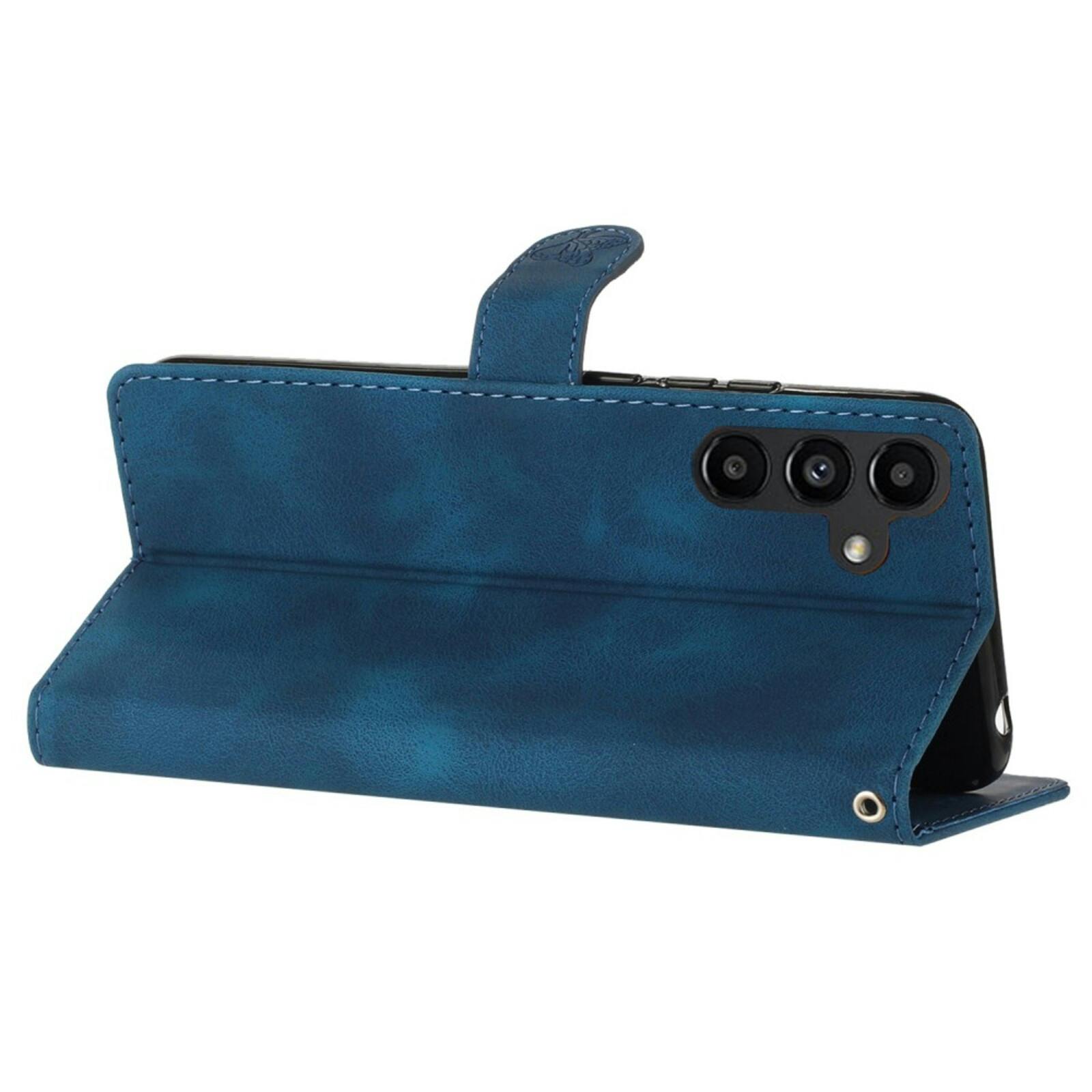 Comfycase Samsung Galaxy A56 Zacht Boek Hoesje met Gravure Blauw