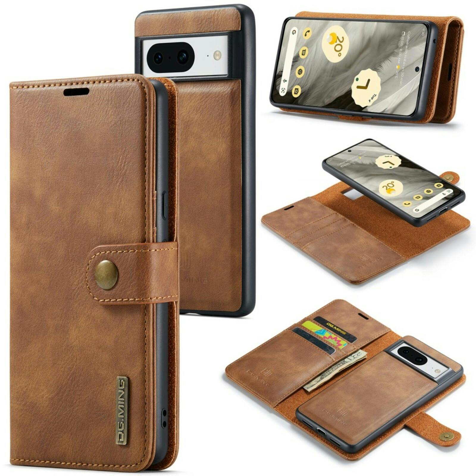 DG.MING Google Pixel 8 Lederen 2-in-1 Wallet Hoesje Bruin