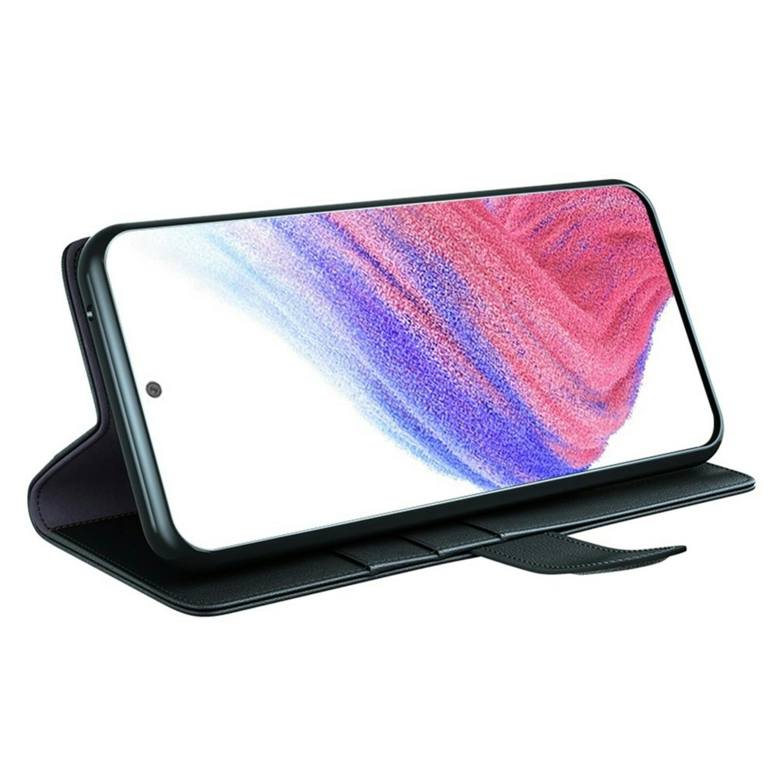 Mocaa Samsung Galaxy A53 Leder Bookcase Telefoonhoesje Zwart