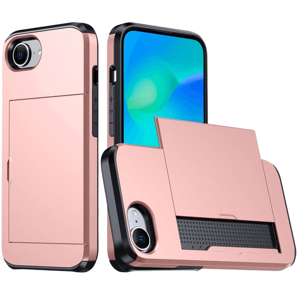 Slide Case Apple iPhone 16e Hoesje met Pashouder Roze