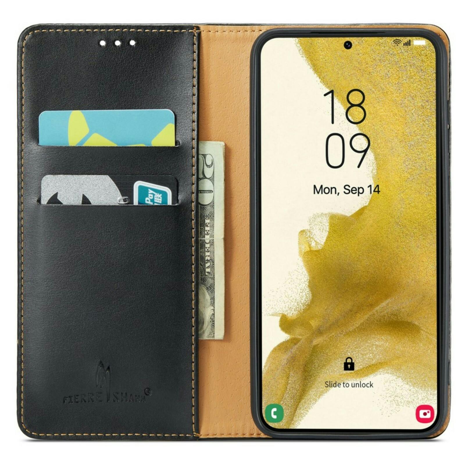 Fierre Shann Samsung Galaxy S24 Plus Slim Wallet Hoesje Zwart