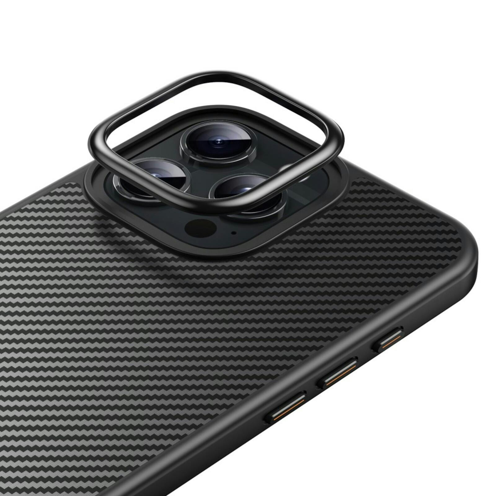 Mocaa iPhone 16 Pro Max Slim Carbon Pantser MagSafe Case Zwart