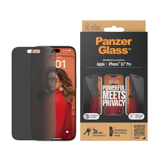 PanzerGlass iPhone 15 Pro Ultra-Wide Fit Screenprotector Privacy