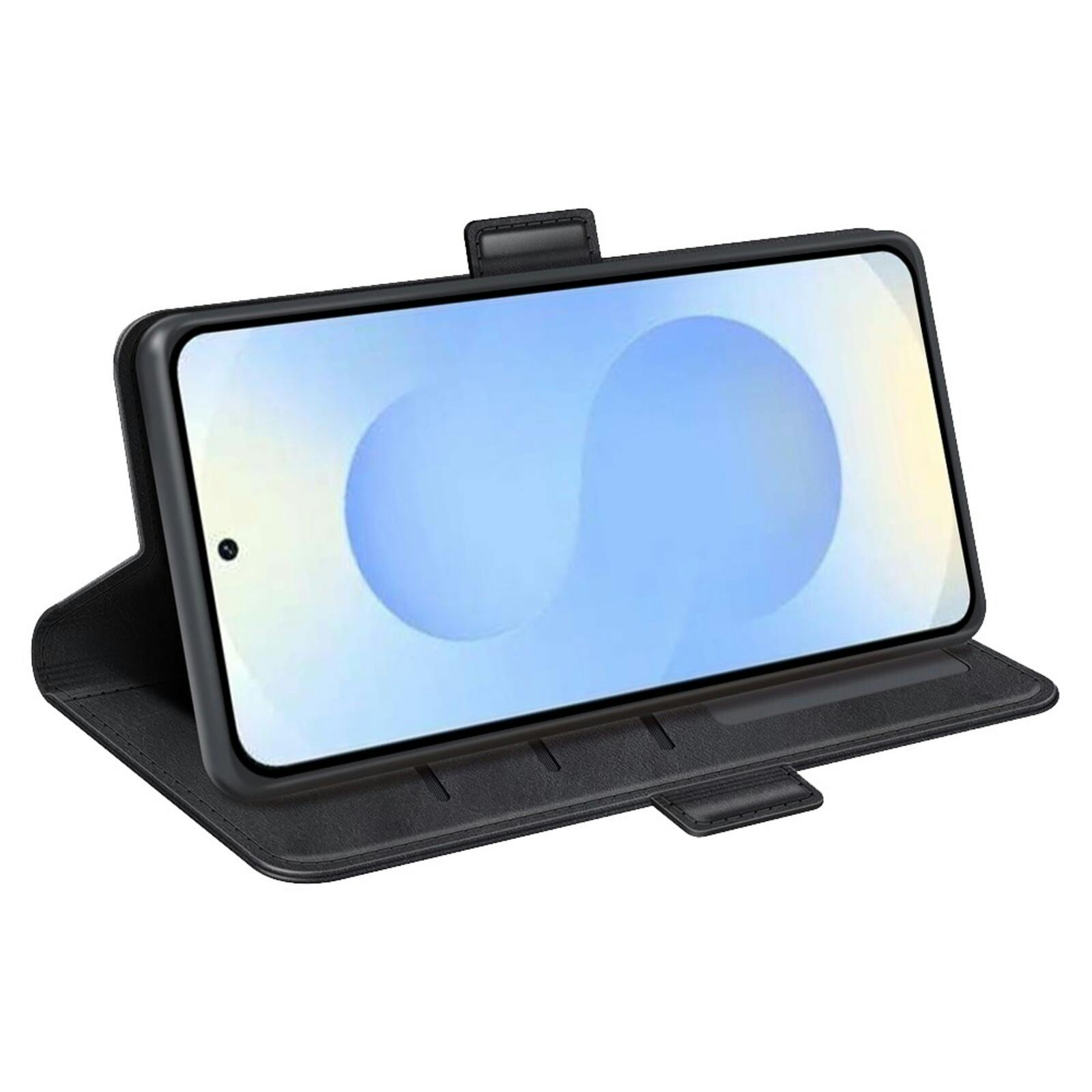 CaseBody Samsung S26 Plus Real Leather Wallet Hoesje Zwart