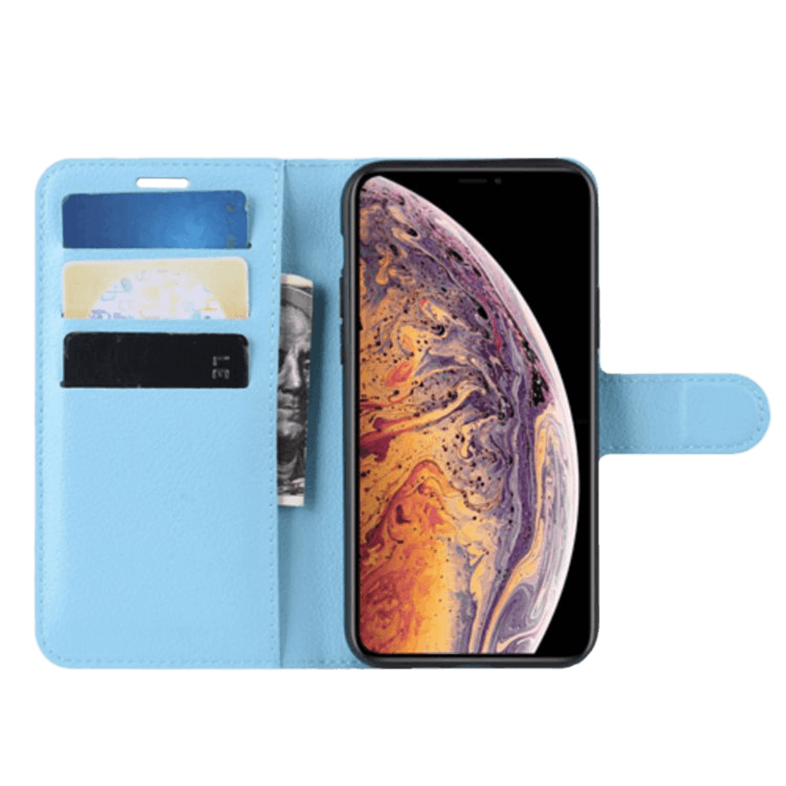 Mocaa iPhone 11 Pro Max Portemonnee Hoesje Pasjes Blauw