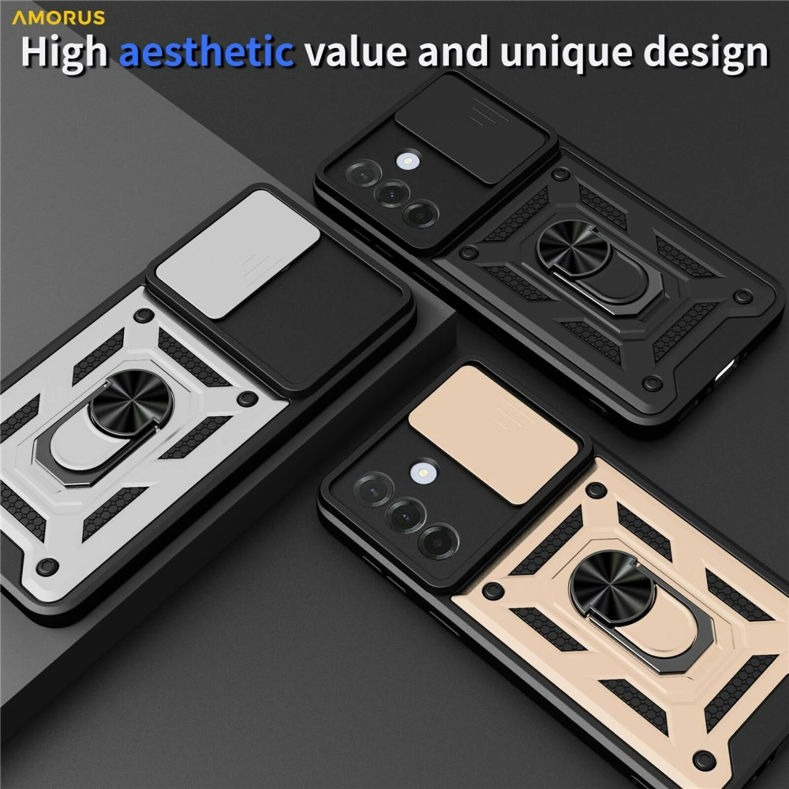 Amorus Samsung Galaxy A27 Shield Case met Camera-slider Zwart