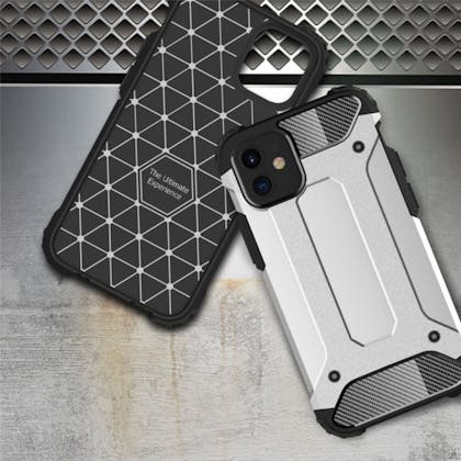 CaseBody iPhone 12 (Pro) Shockproof Hoesje Steel Armor Zilver