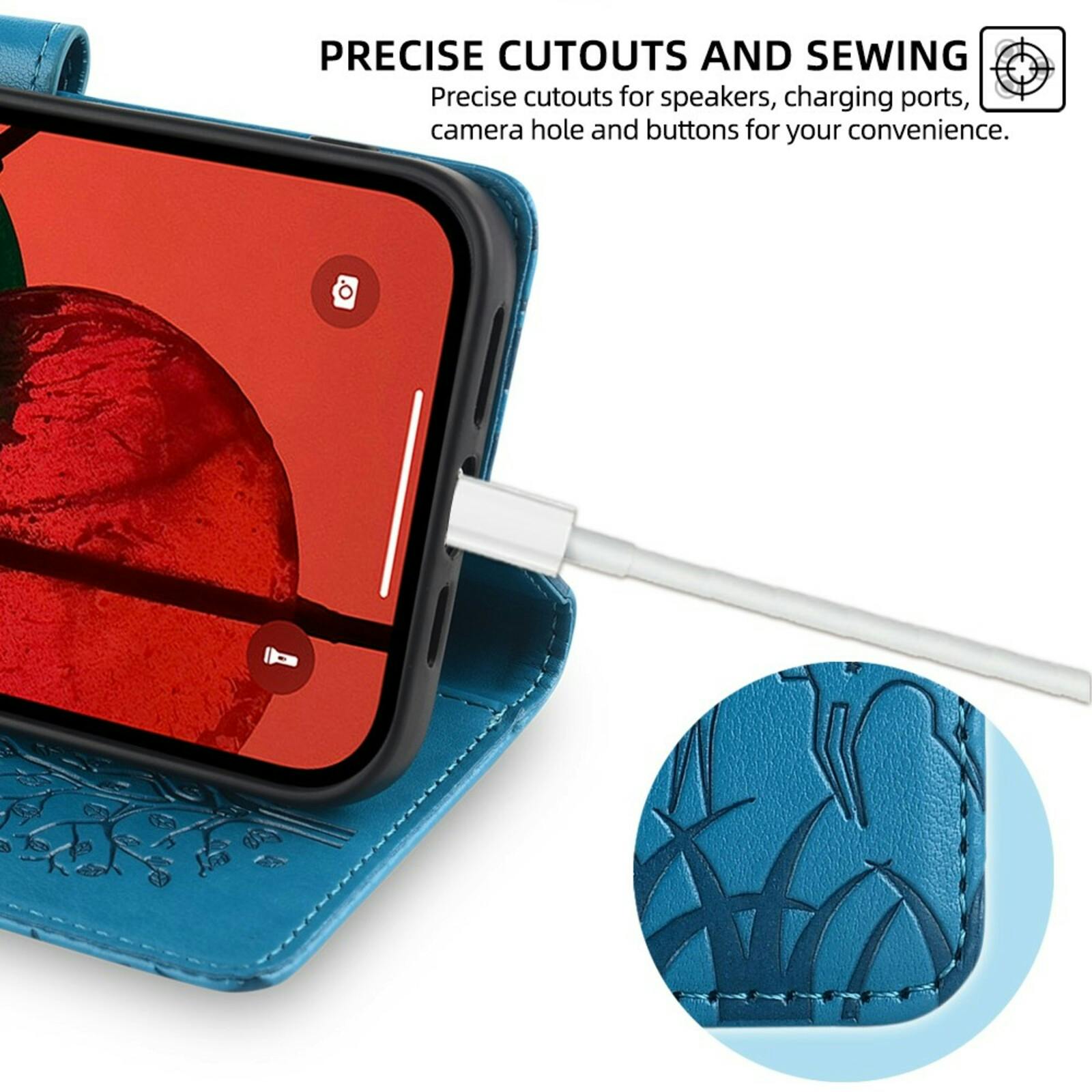 Mocaa Samsung Galaxy S23 Bookcase Gravure Hertjes Blauw